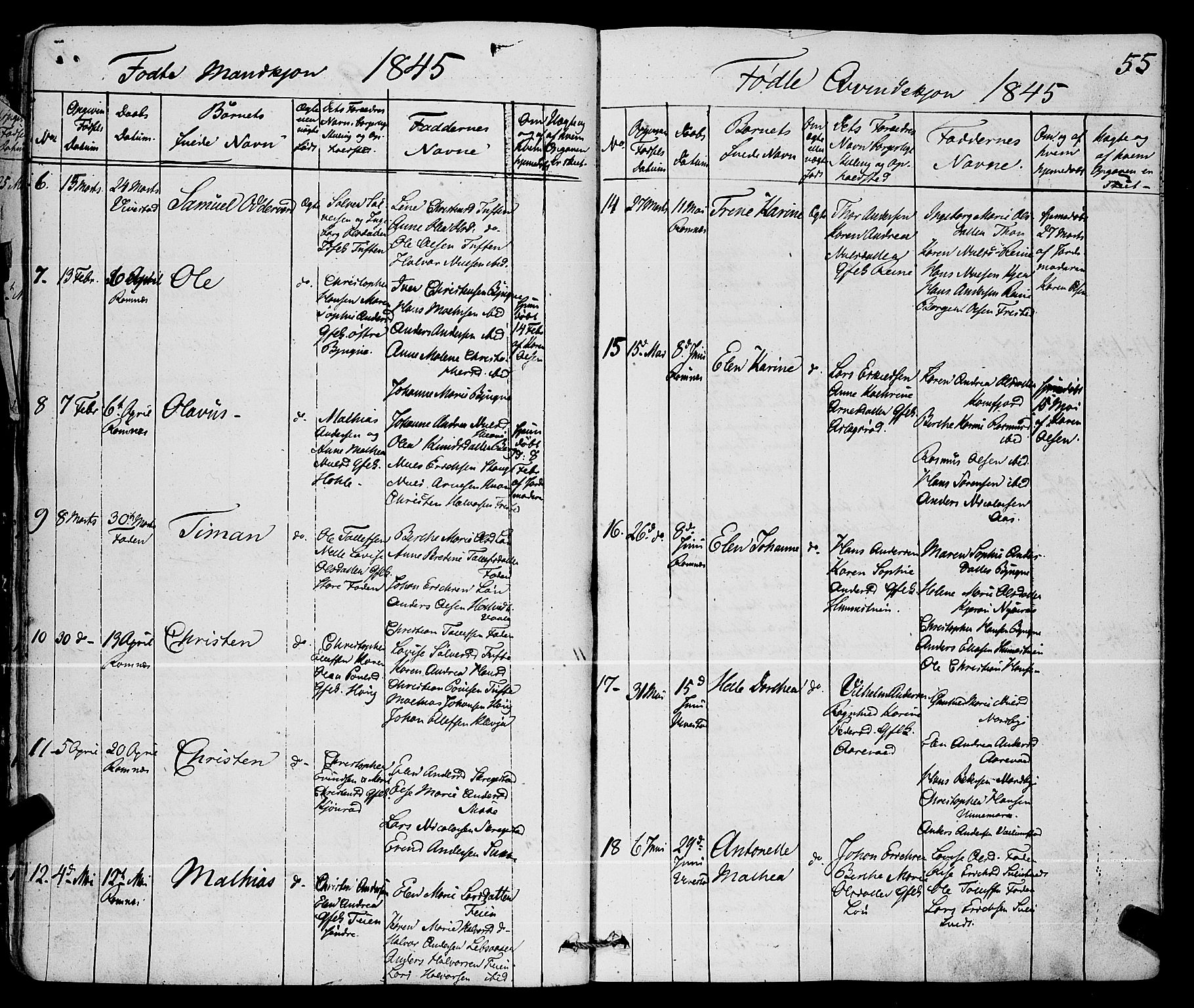 Ramnes kirkebøker, AV/SAKO-A-314/F/Fa/L0005: Parish register (official) no. I 5, 1841-1861, p. 54-55