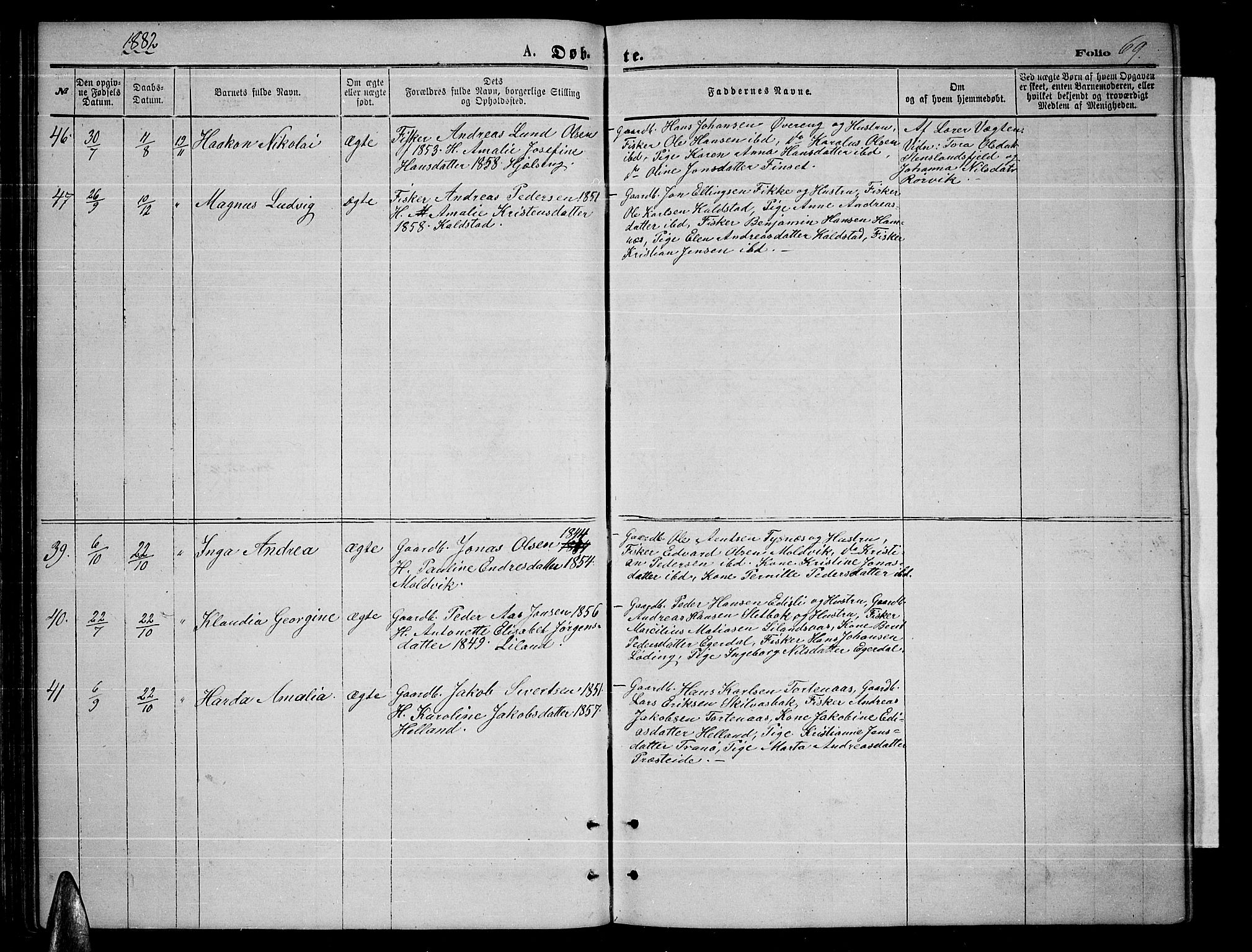Ministerialprotokoller, klokkerbøker og fødselsregistre - Nordland, SAT/A-1459/859/L0858: Parish register (copy) no. 859C04, 1873-1886, p. 69