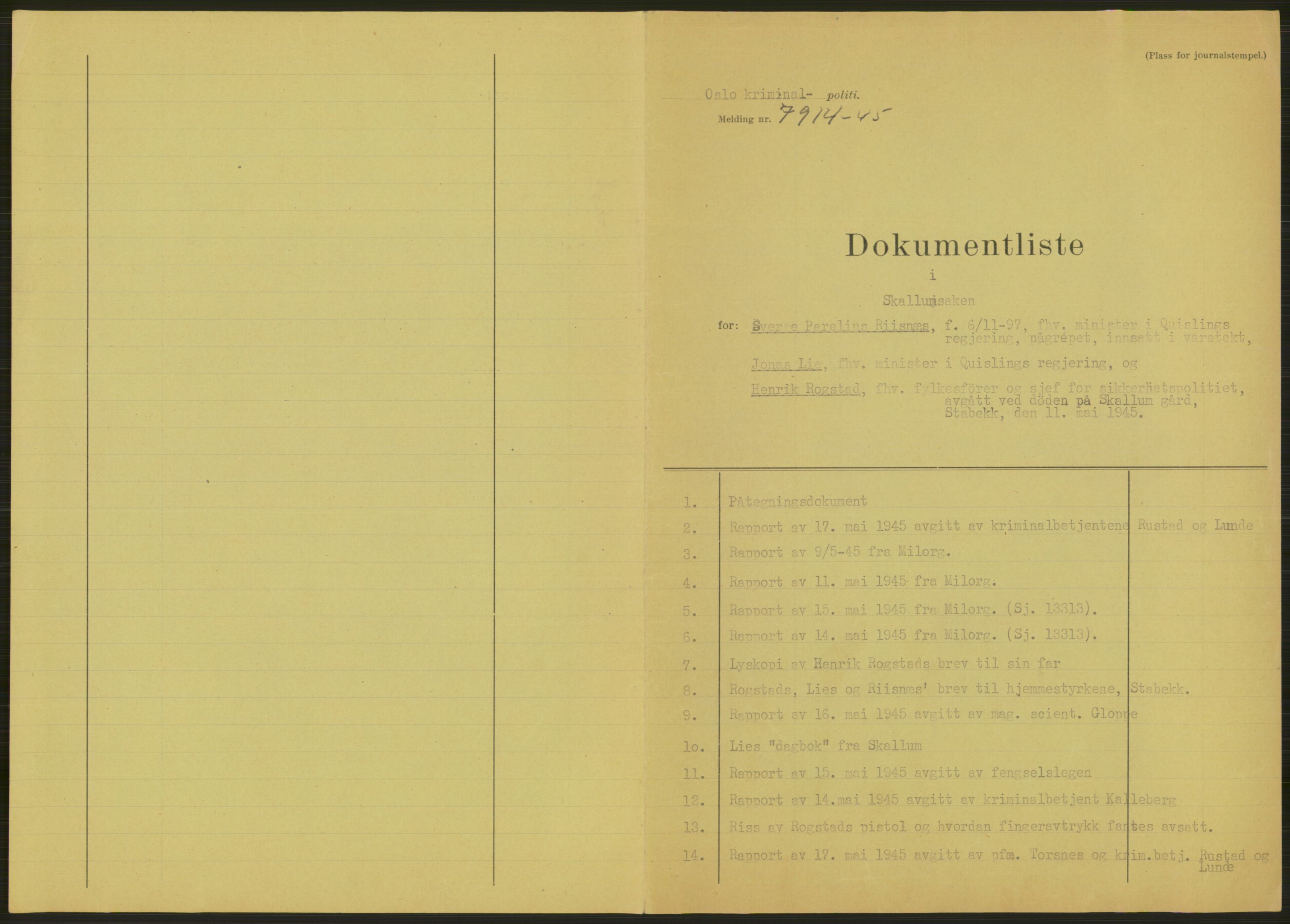 Landssvikarkivet, Oslo politikammer, AV/RA-S-3138-01/D/Dp/L0093/0015: B-sak 3029 - 3048 / Sak 3045, 1945, p. 5