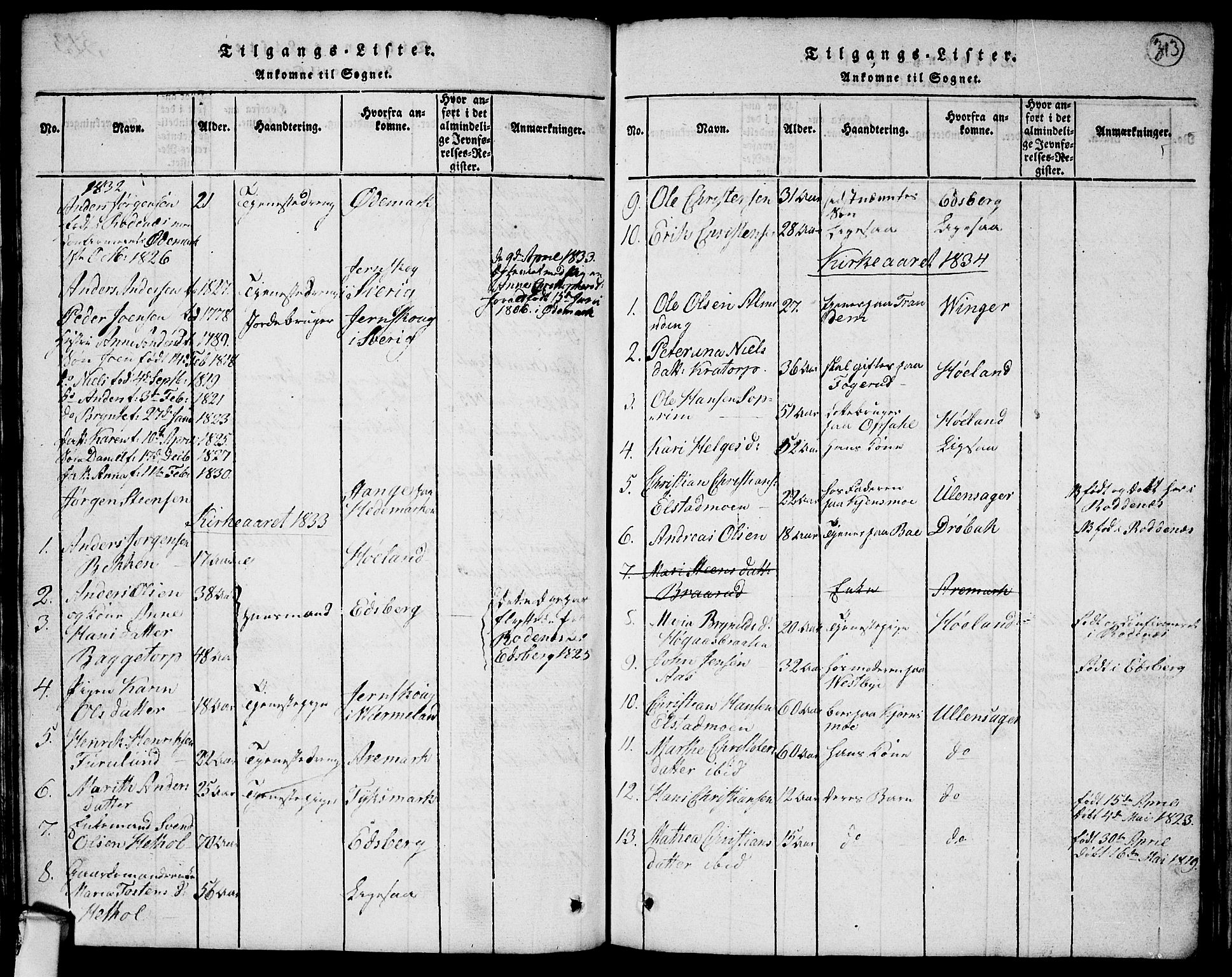 Rødenes prestekontor Kirkebøker, AV/SAO-A-2005/G/Ga/L0001: Parish register (copy) no.  I 1, 1814-1841, p. 313