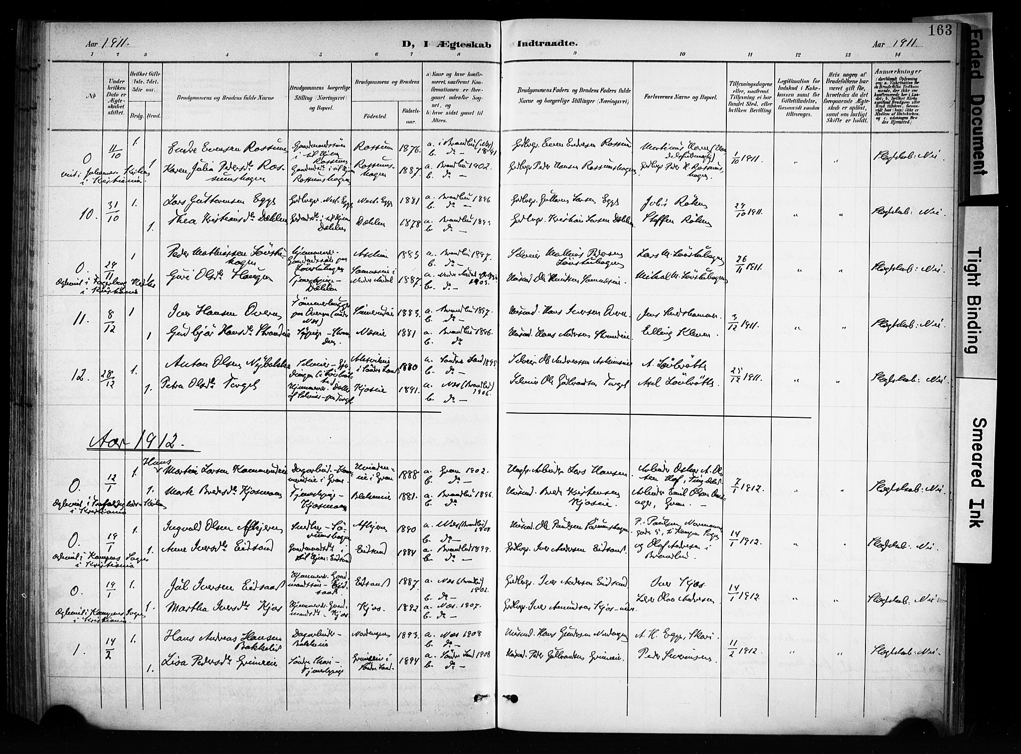 Brandbu prestekontor, SAH/PREST-114/H/Ha/Haa/L0001: Parish register (official) no. 1, 1900-1912, p. 163