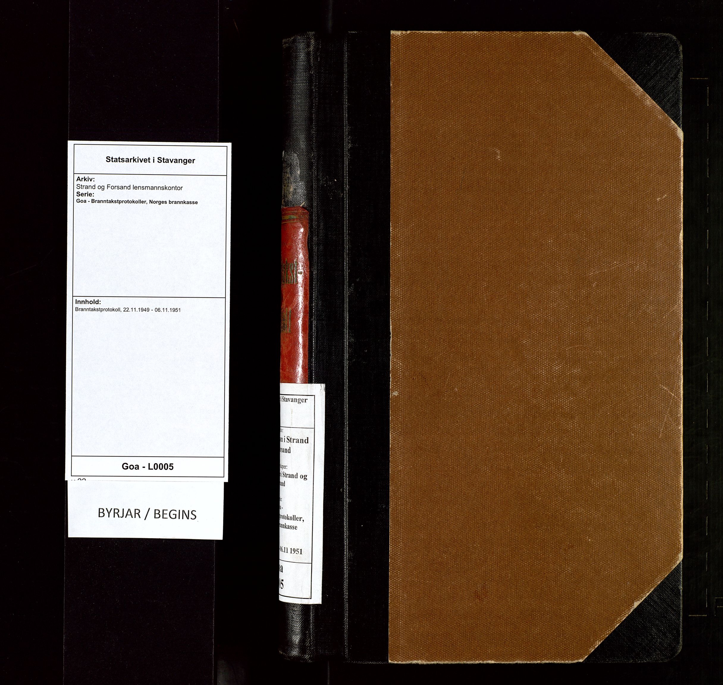 Strand og Forsand lensmannskontor, AV/SAST-A-100451/Goa/L0005: Branntakstprotokoll, 1949-1951