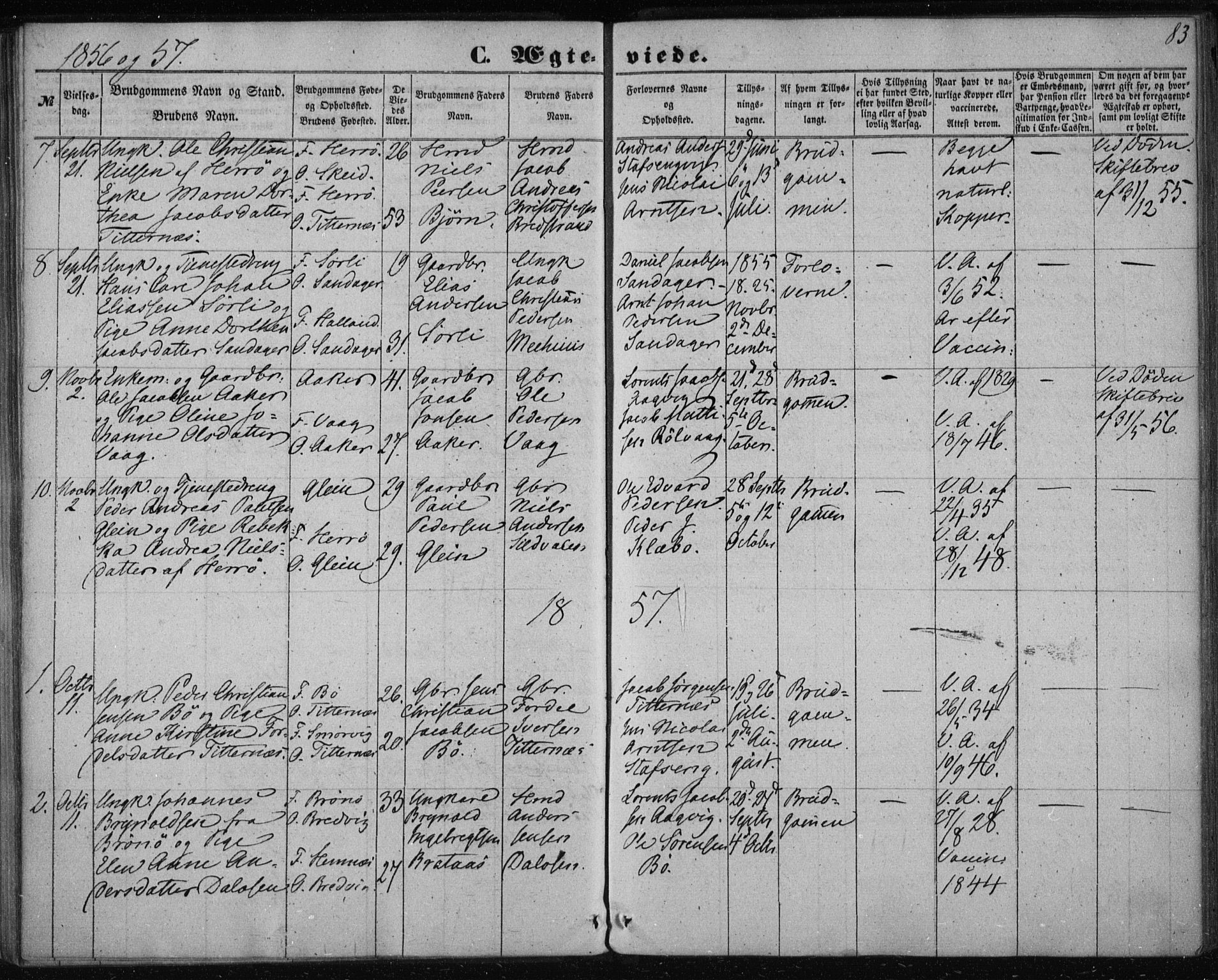 Ministerialprotokoller, klokkerbøker og fødselsregistre - Nordland, AV/SAT-A-1459/835/L0523: Parish register (official) no. 835A01, 1855-1865, p. 83