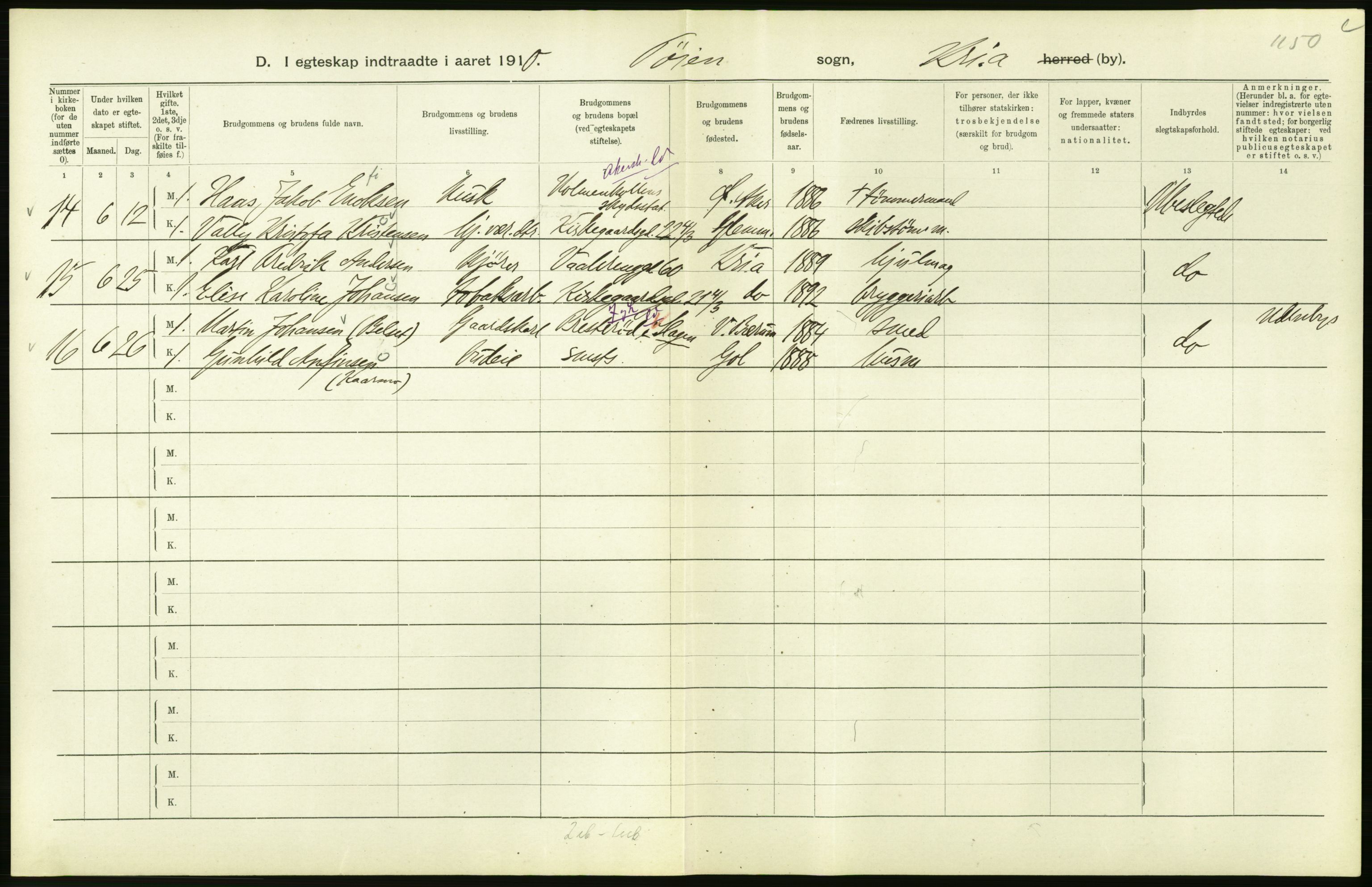 Statistisk sentralbyrå, Sosiodemografiske emner, Befolkning, AV/RA-S-2228/D/Df/Dfa/Dfah/L0009: Kristiania: Gifte og dødfødte., 1910, p. 334