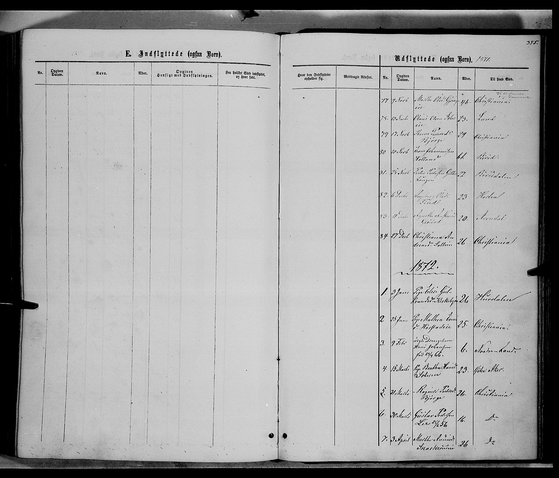 Vardal prestekontor, SAH/PREST-100/H/Ha/Hab/L0006: Parish register (copy) no. 6, 1869-1881, p. 355