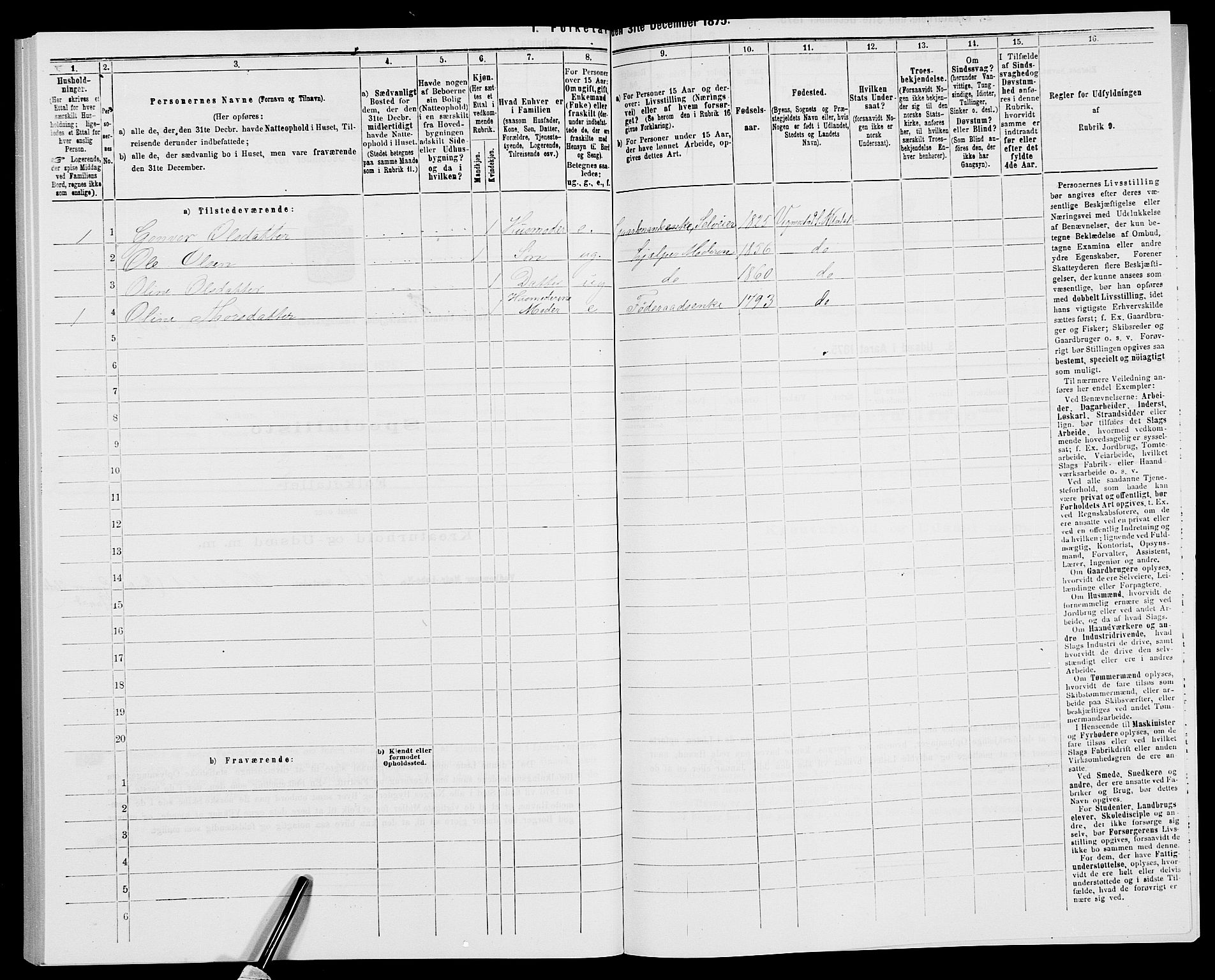 SAK, 1875 census for 1028P Nord-Audnedal, 1875, p. 161