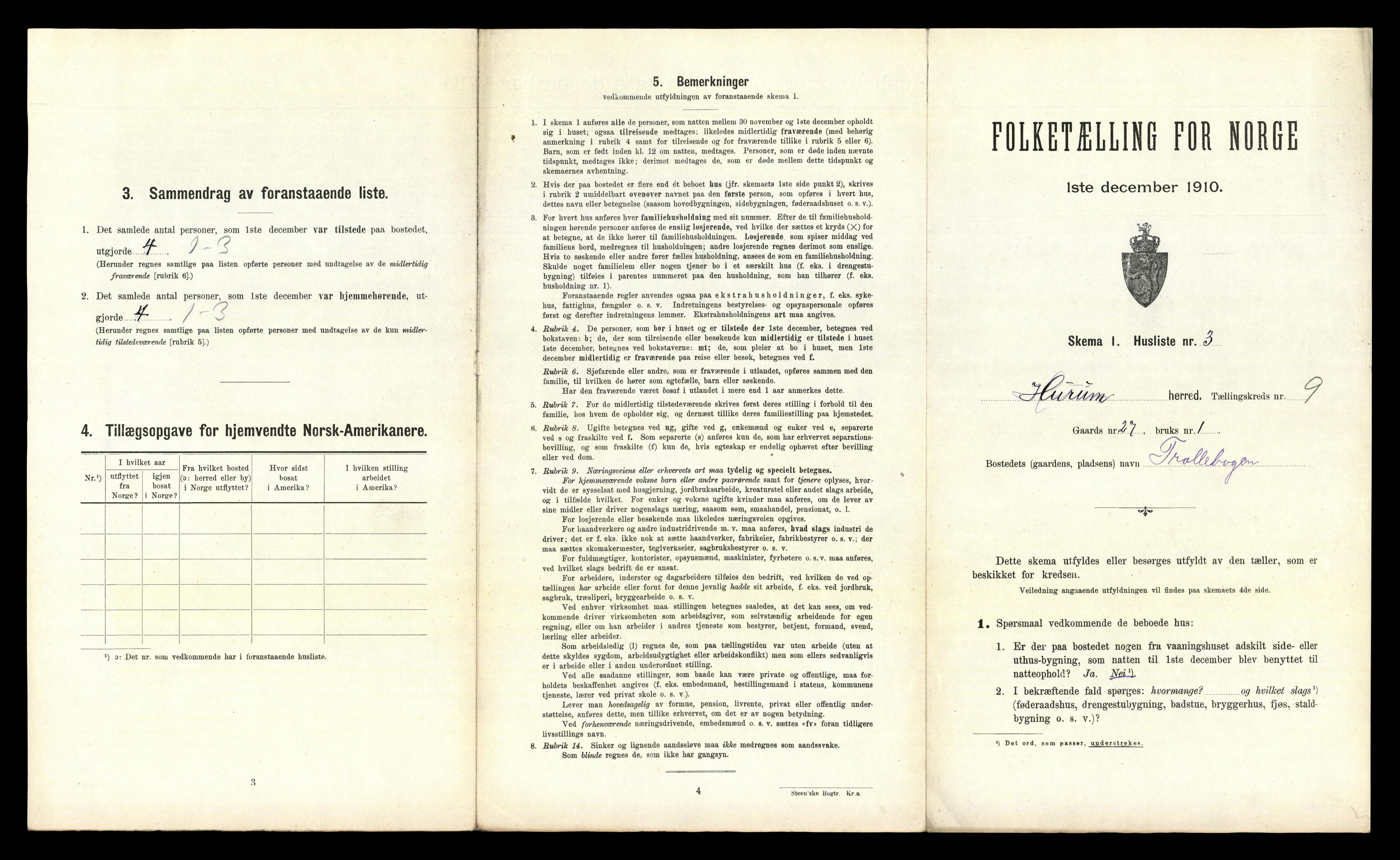 RA, 1910 census for Hurum, 1910, p. 1284