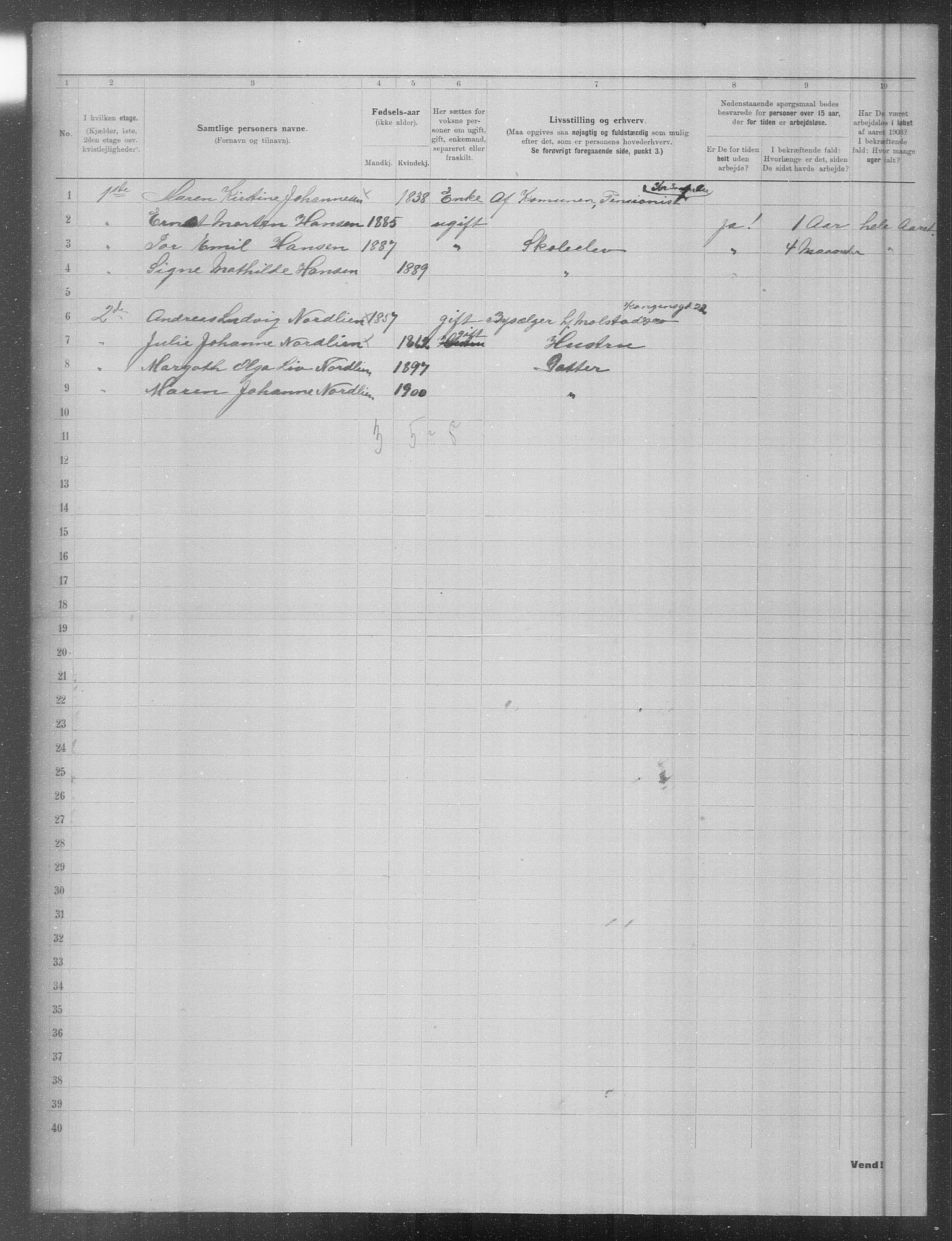 OBA, Municipal Census 1903 for Kristiania, 1903, p. 1447