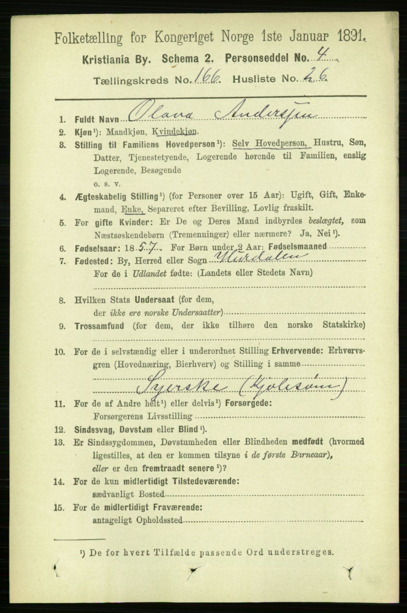 RA, 1891 census for 0301 Kristiania, 1891, p. 97182