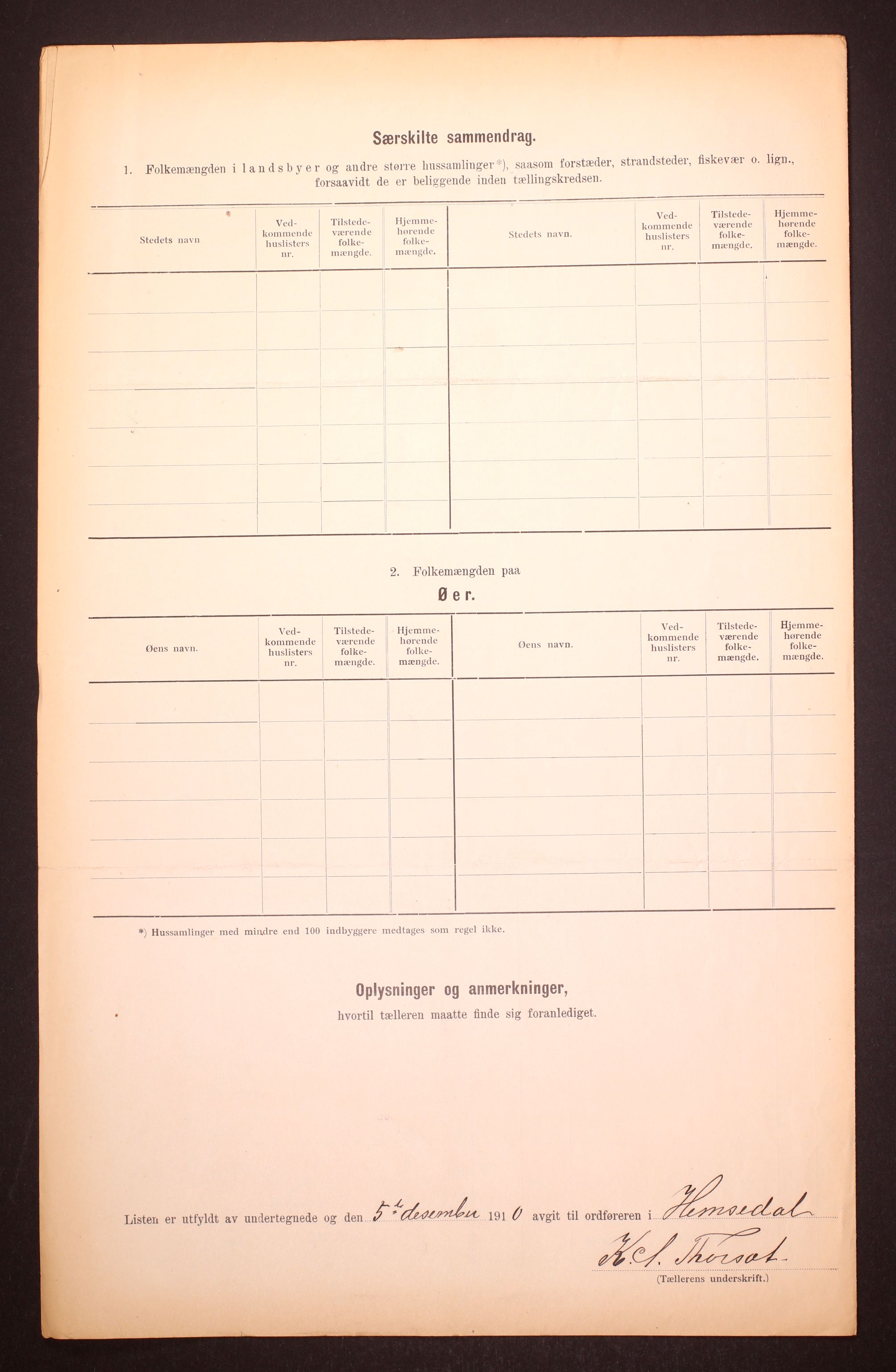 RA, 1910 census for Hemsedal, 1910, p. 15