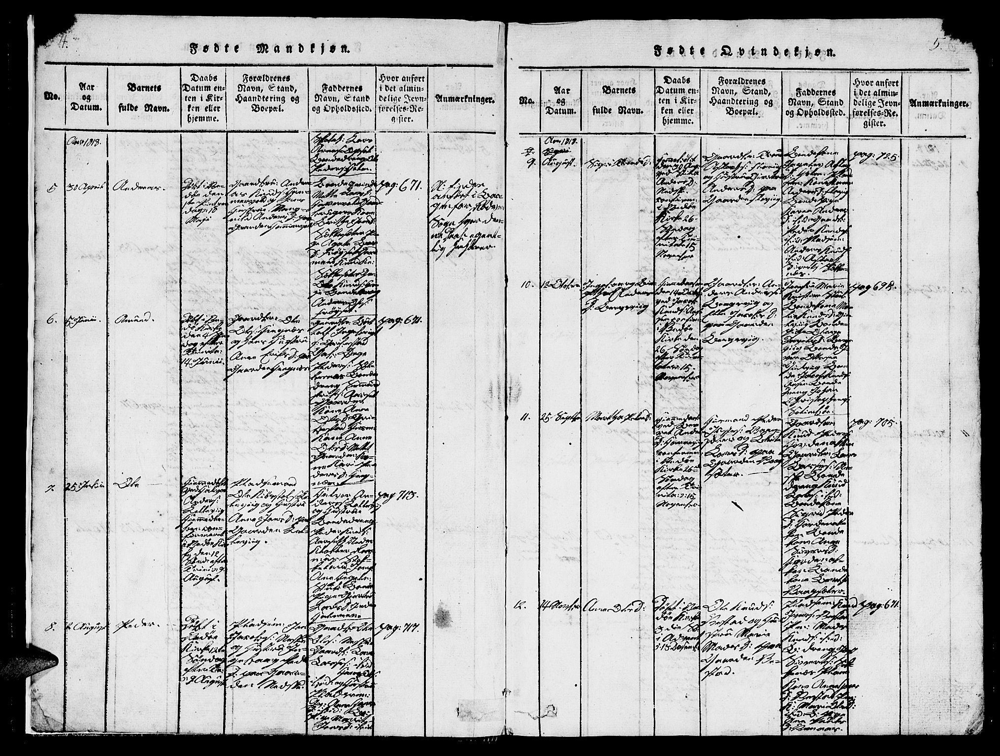 Ministerialprotokoller, klokkerbøker og fødselsregistre - Møre og Romsdal, AV/SAT-A-1454/547/L0610: Parish register (copy) no. 547C01, 1818-1839, p. 4-5