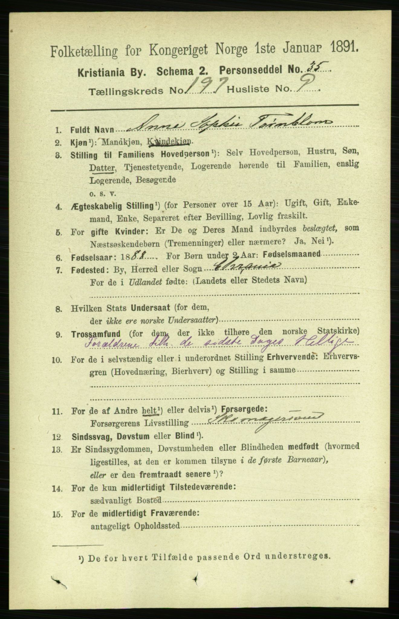 RA, 1891 census for 0301 Kristiania, 1891, p. 119023