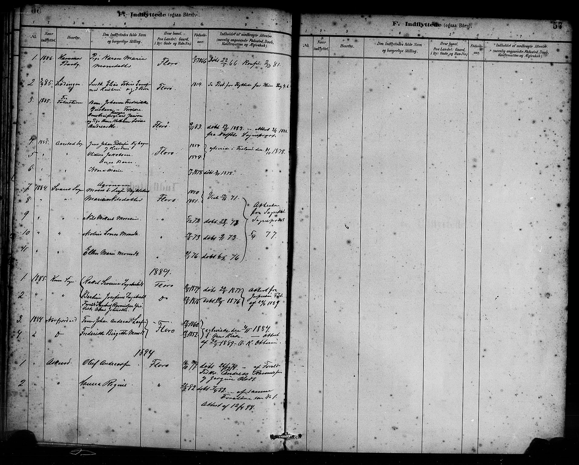 Kinn sokneprestembete, AV/SAB-A-80801/H/Haa/Haac/L0001: Parish register (official) no. C 1, 1883-1894, p. 57