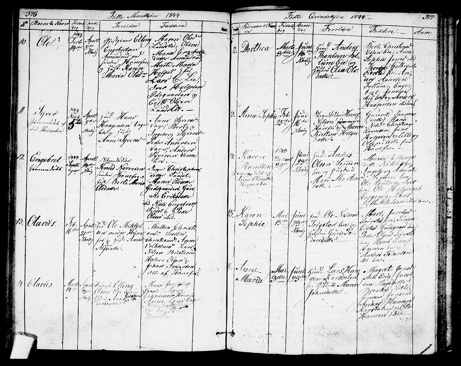 Norderhov kirkebøker, AV/SAKO-A-237/G/Ga/L0004: Parish register (copy) no. I 4, 1824-1849, p. 376-377