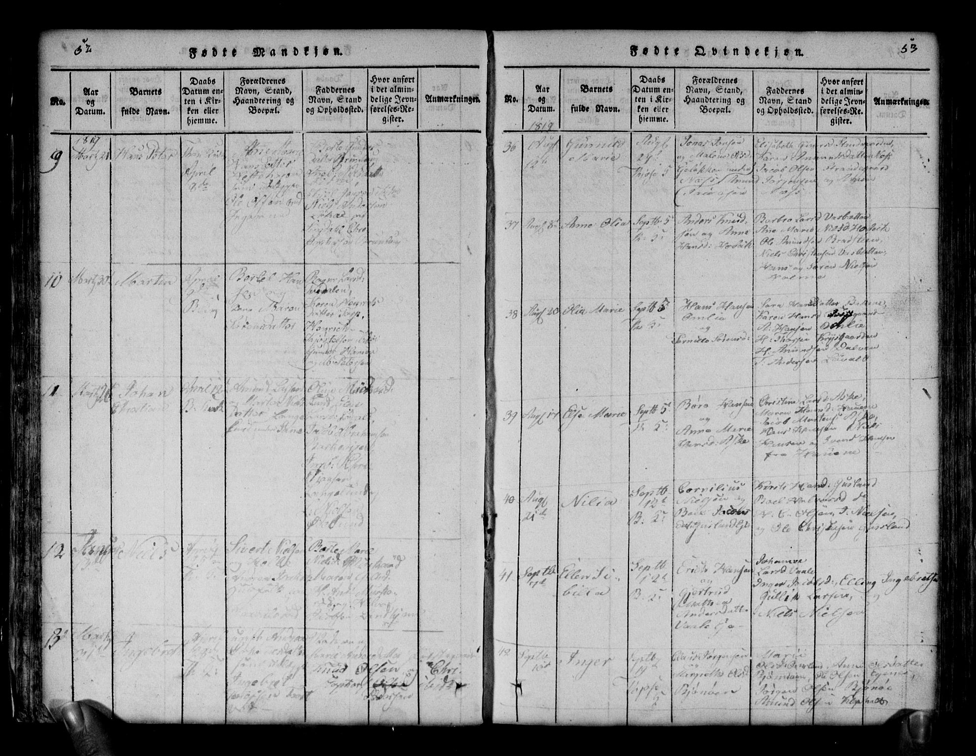 Brunlanes kirkebøker, SAKO/A-342/G/Ga/L0001: Parish register (copy) no. I 1, 1814-1834, p. 52-53