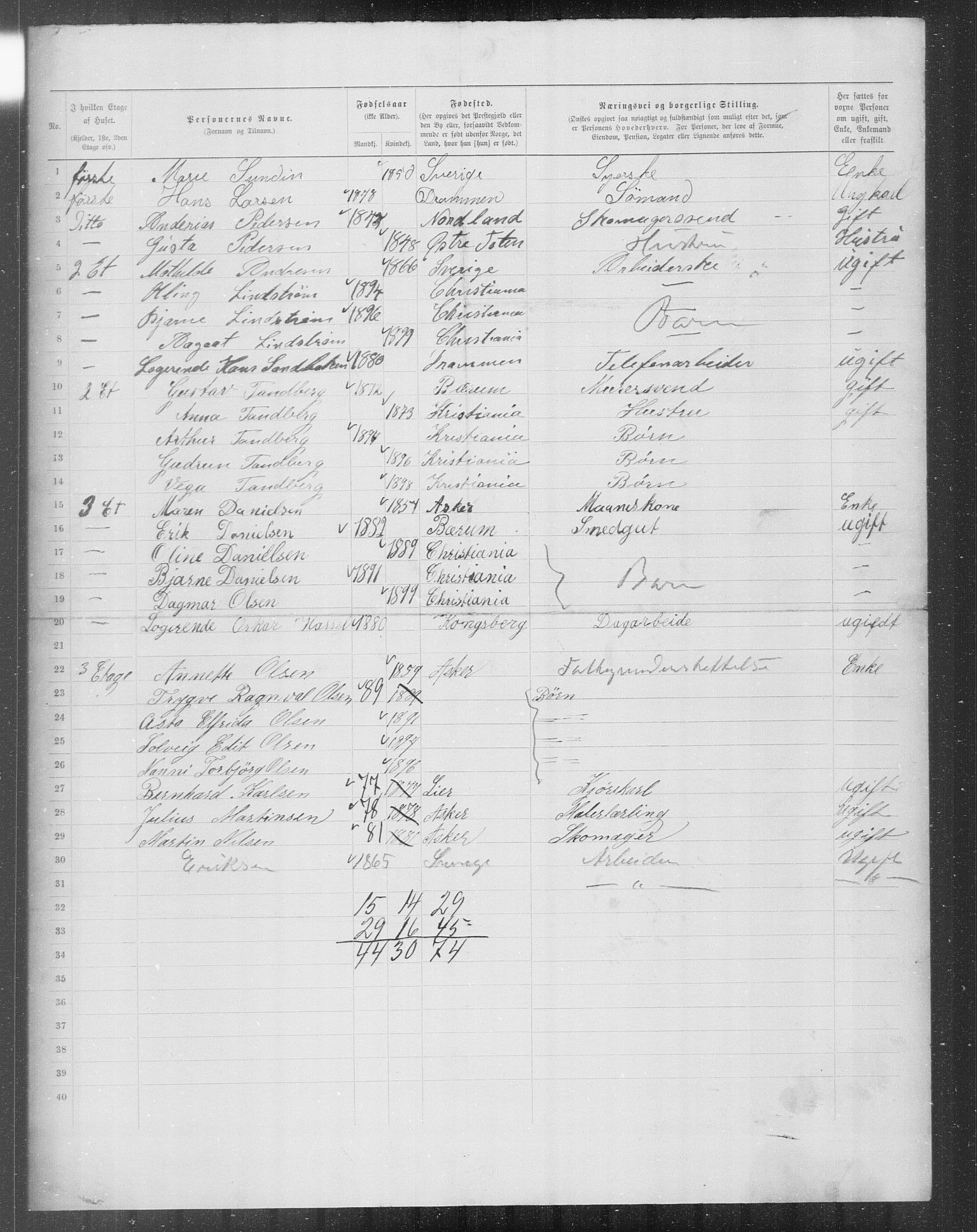 OBA, Municipal Census 1899 for Kristiania, 1899, p. 8479