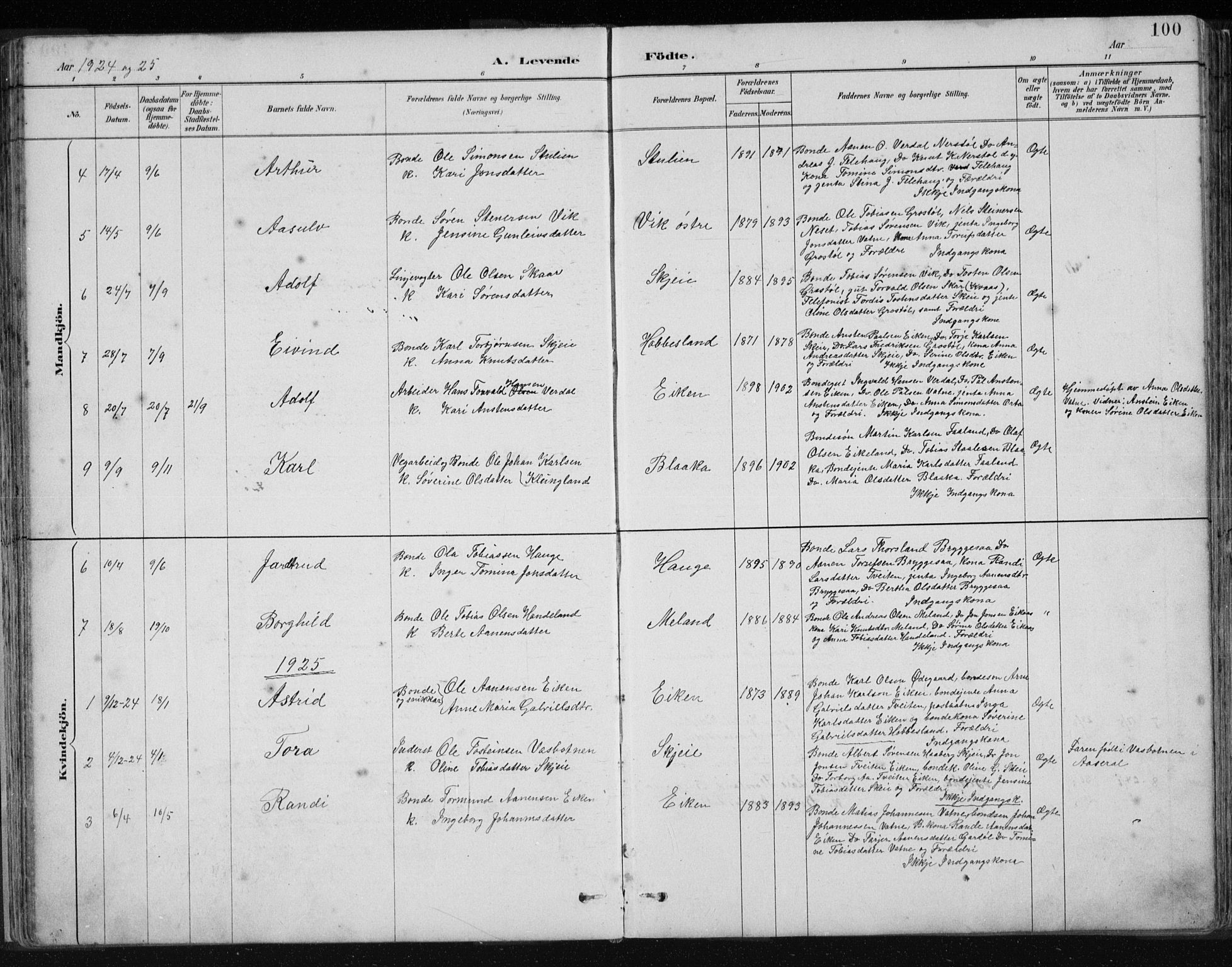 Hægebostad sokneprestkontor, AV/SAK-1111-0024/F/Fb/Fbb/L0003: Parish register (copy) no. B 3, 1887-1937, p. 100