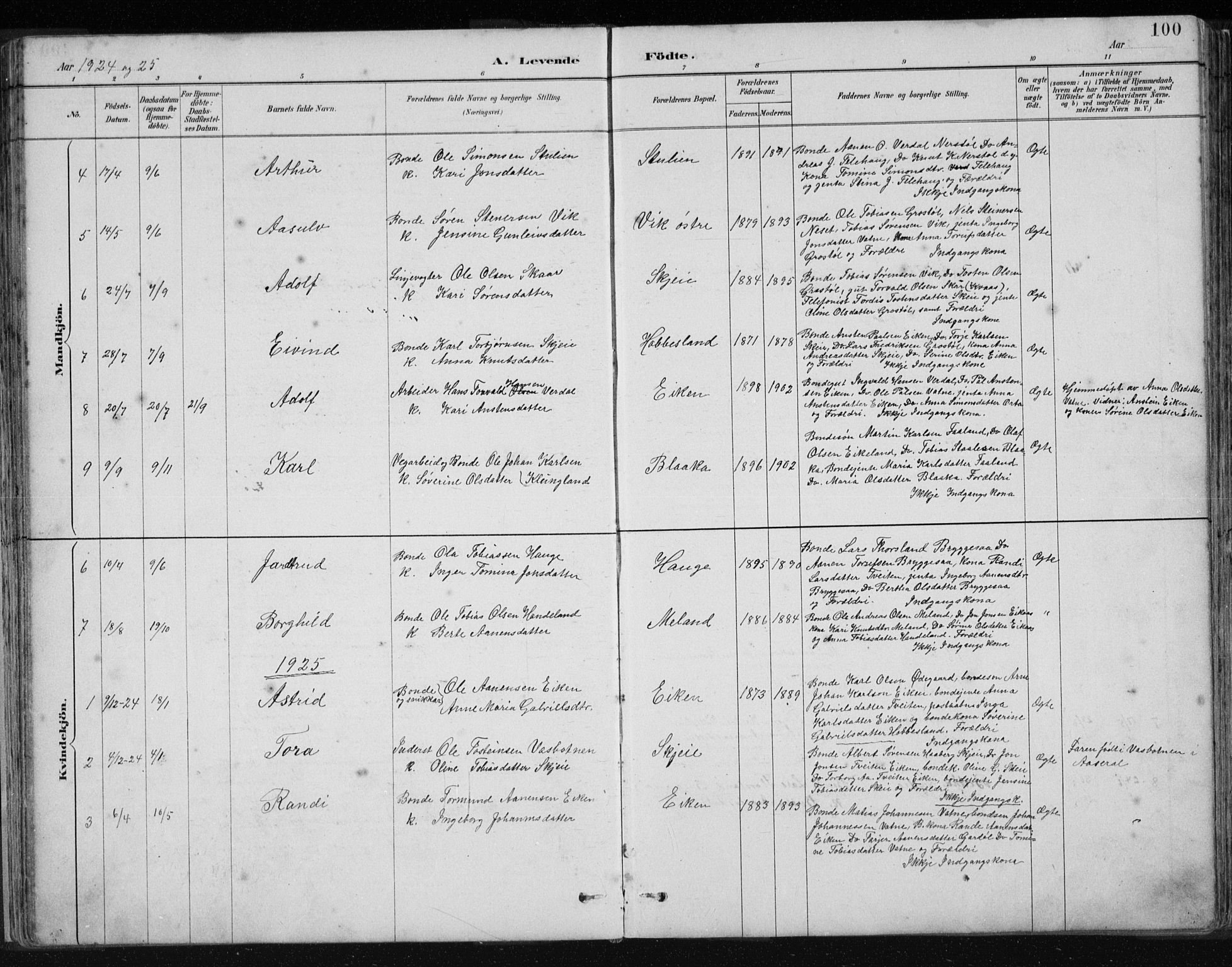 Hægebostad sokneprestkontor, SAK/1111-0024/F/Fb/Fbb/L0003: Parish register (copy) no. B 3, 1887-1937, p. 100