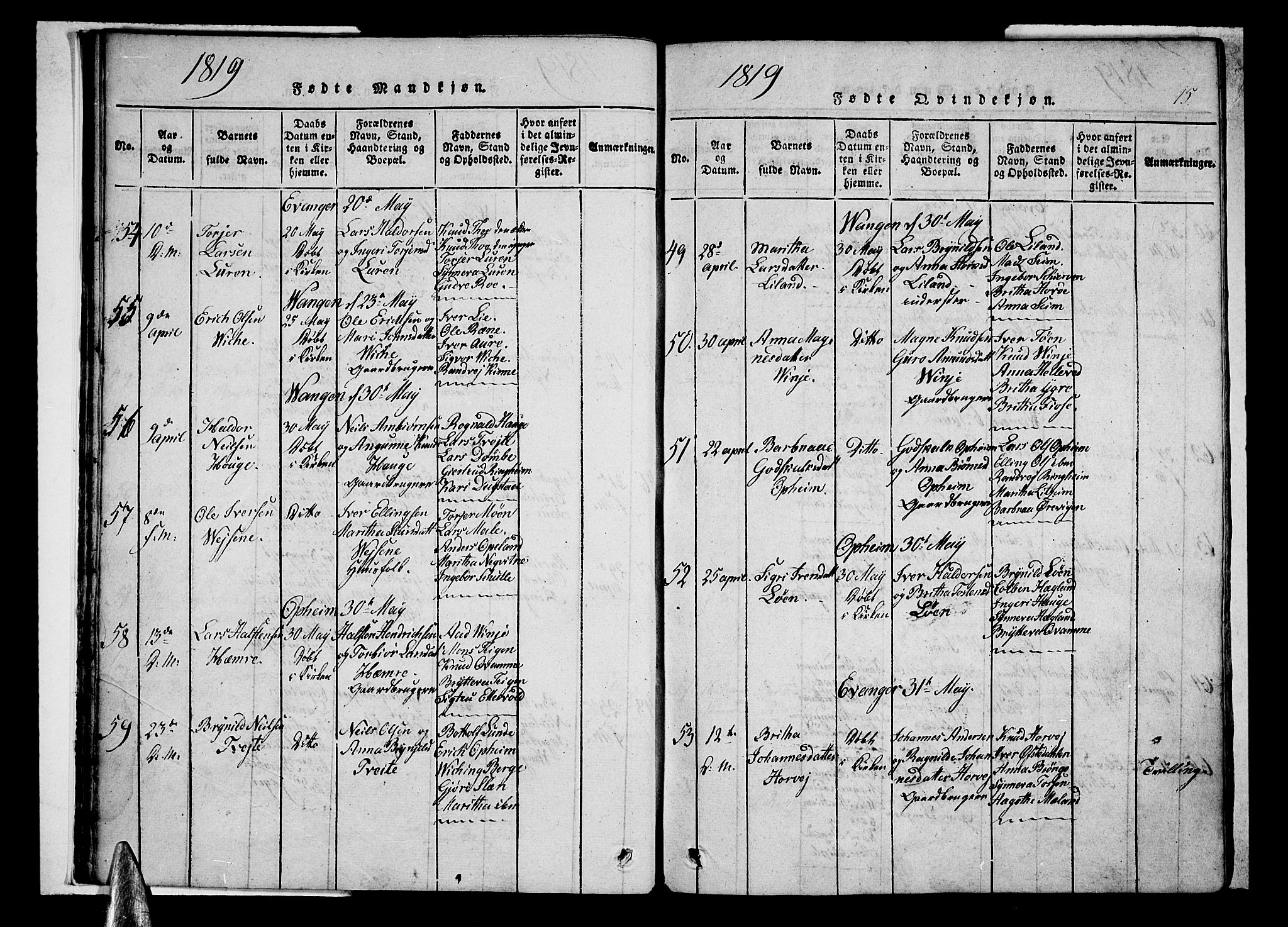 Voss sokneprestembete, SAB/A-79001/H/Haa: Parish register (official) no. A 11, 1816-1827, p. 15