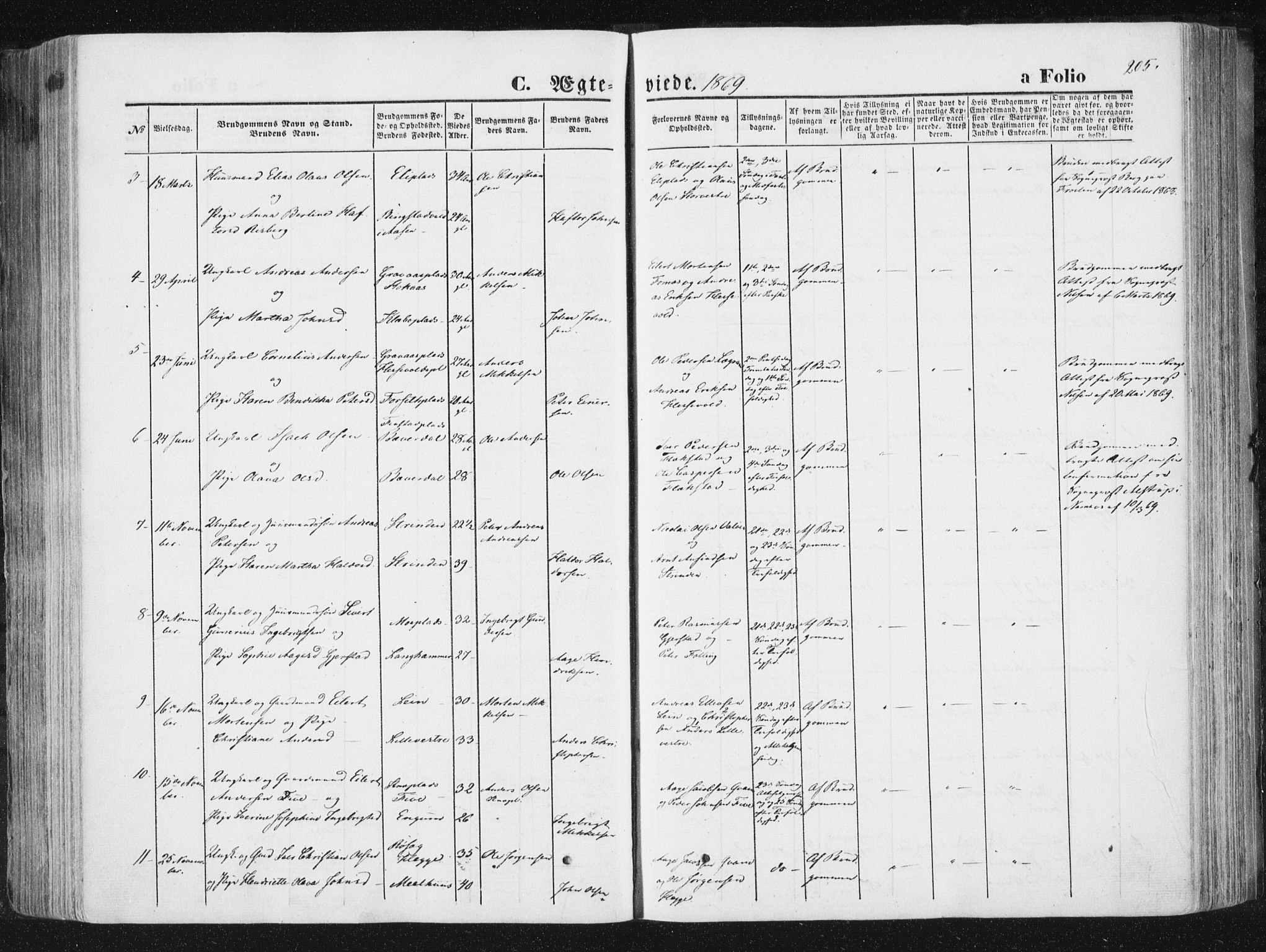 Ministerialprotokoller, klokkerbøker og fødselsregistre - Nord-Trøndelag, SAT/A-1458/746/L0447: Parish register (official) no. 746A06, 1860-1877, p. 205