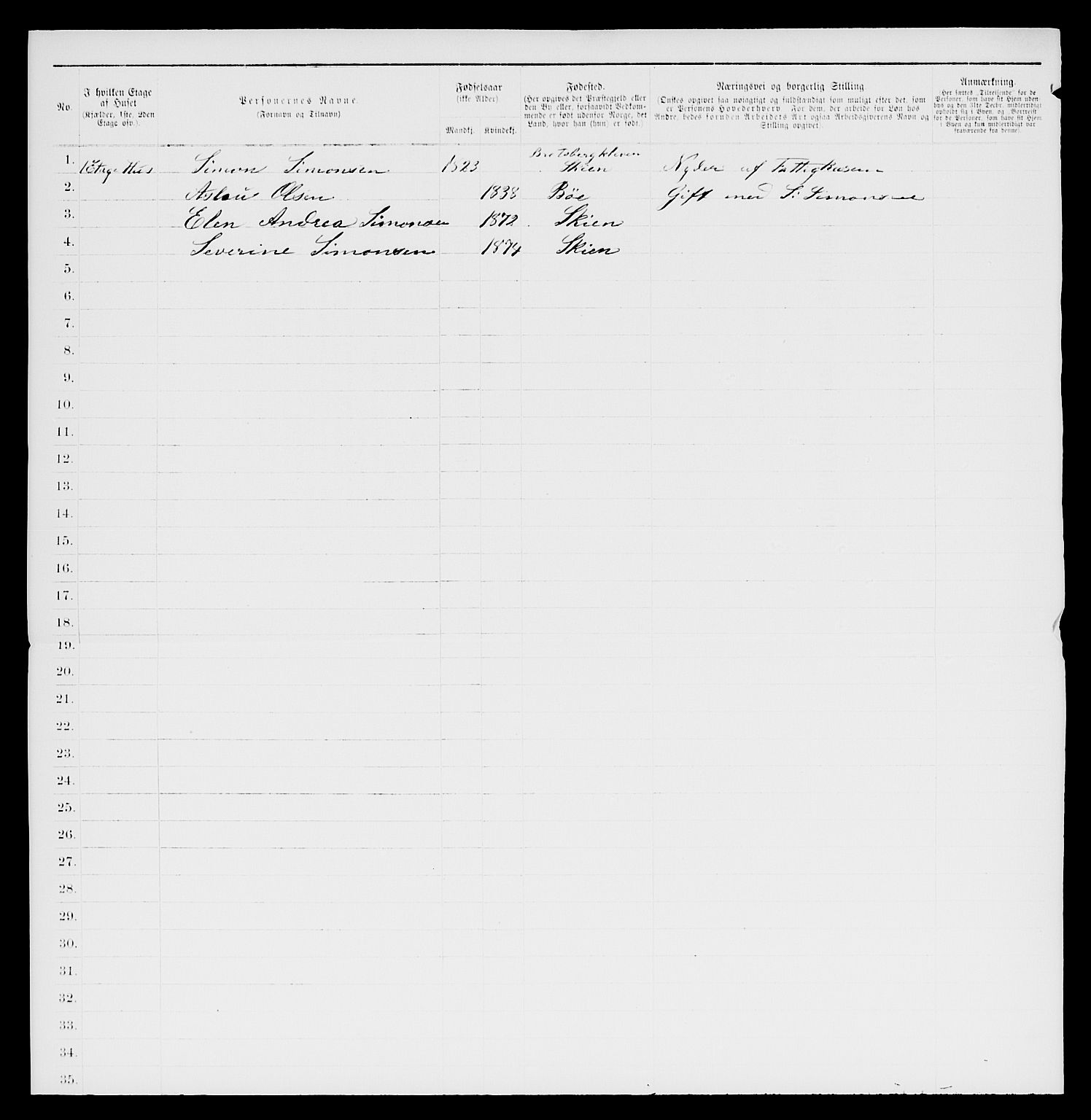 SAKO, 1885 census for 0806 Skien, 1885, p. 812