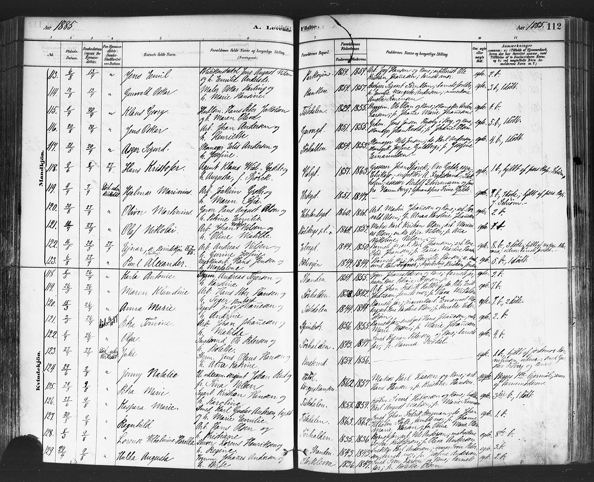 Halden prestekontor Kirkebøker, SAO/A-10909/F/Fa/L0011: Parish register (official) no. I 11, 1878-1889, p. 112