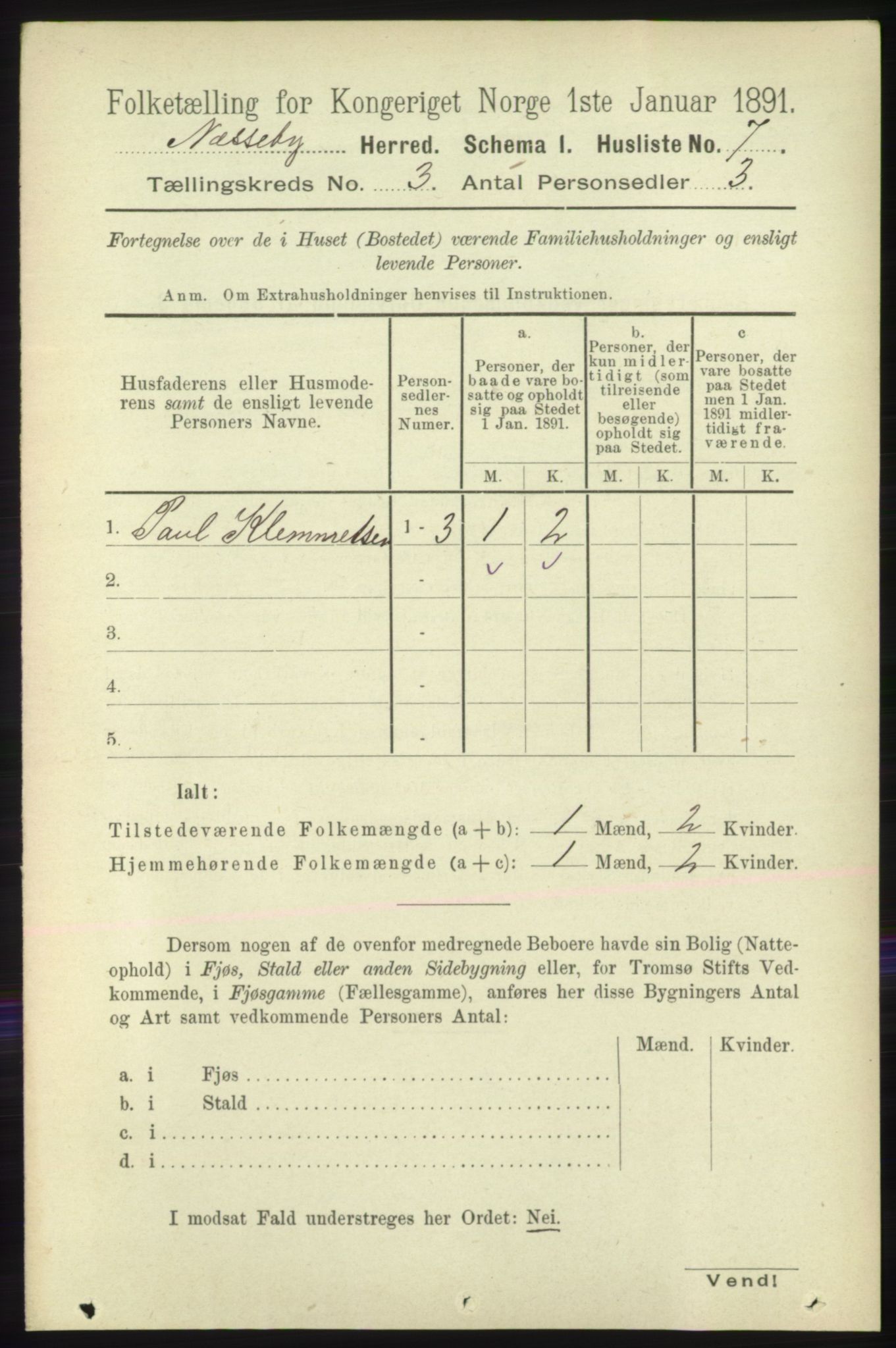 RA, 1891 census for 2027 Nesseby, 1891, p. 989