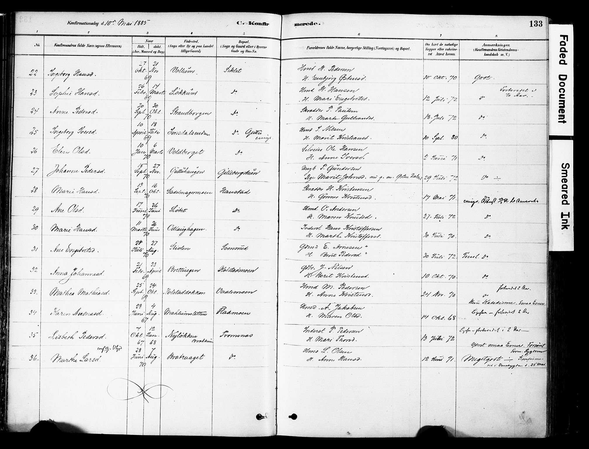 Ringebu prestekontor, SAH/PREST-082/H/Ha/Haa/L0008: Parish register (official) no. 8, 1878-1898, p. 133
