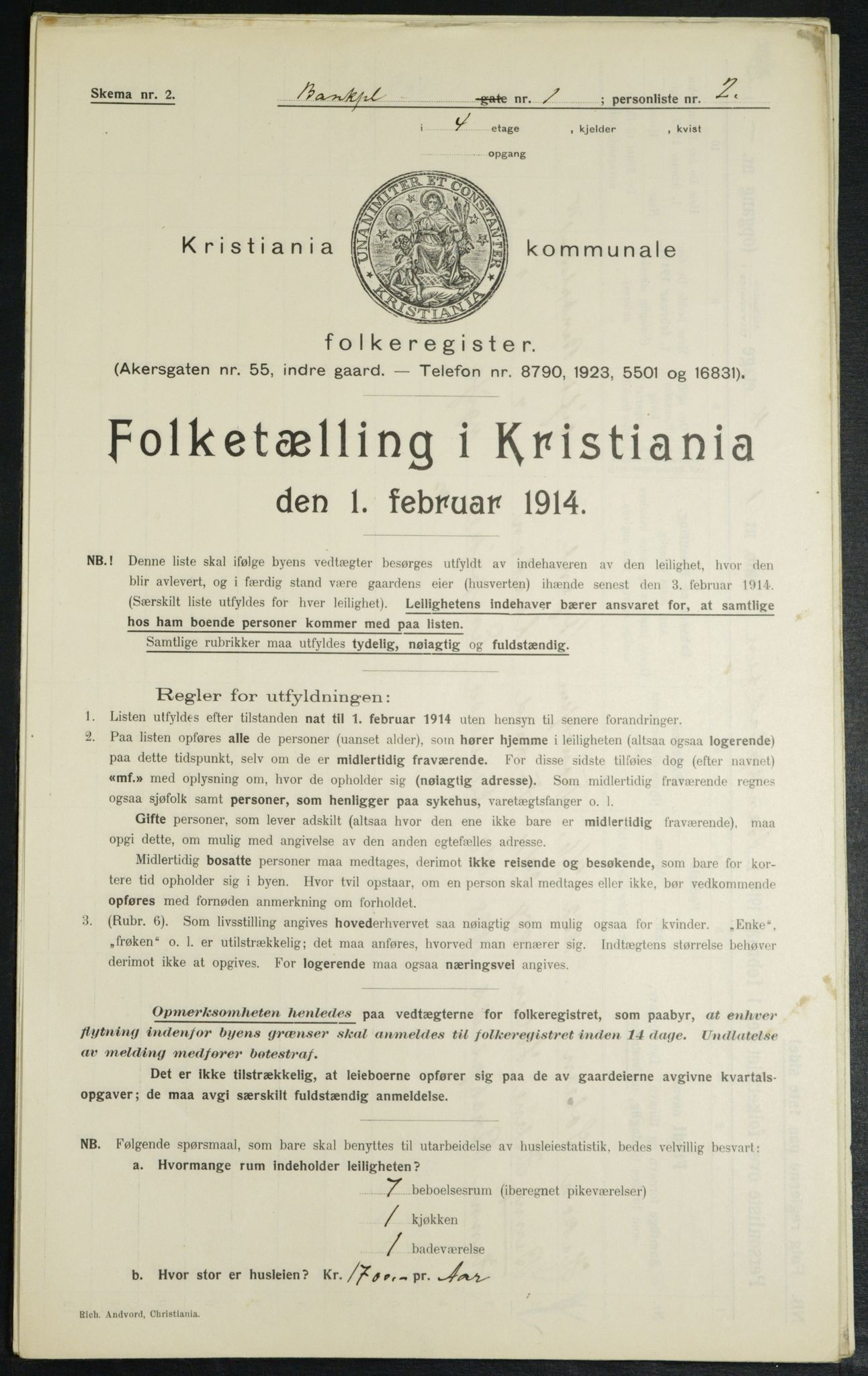 OBA, Municipal Census 1914 for Kristiania, 1914, p. 3344