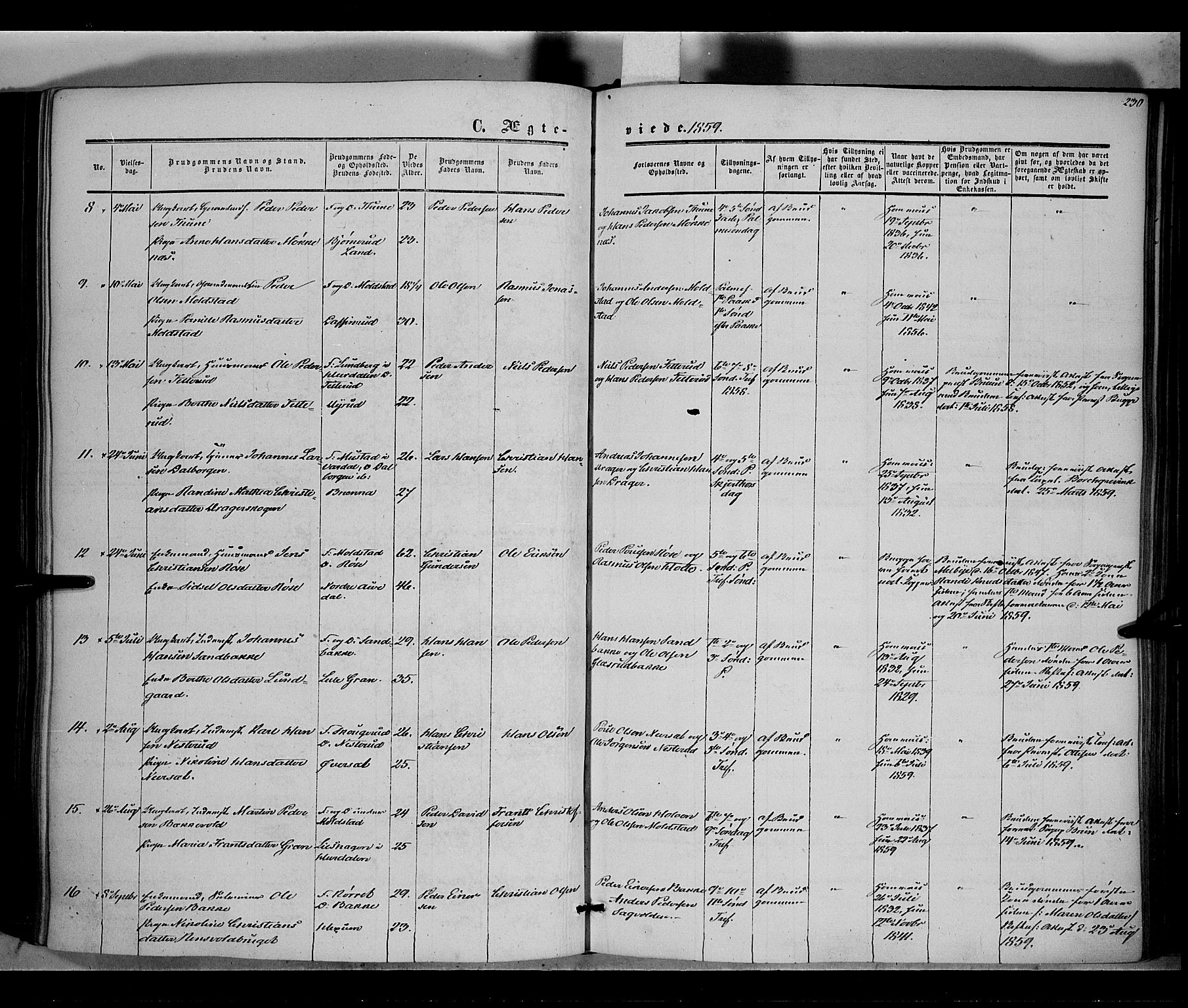 Vestre Toten prestekontor, SAH/PREST-108/H/Ha/Haa/L0006: Parish register (official) no. 6, 1856-1861, p. 230