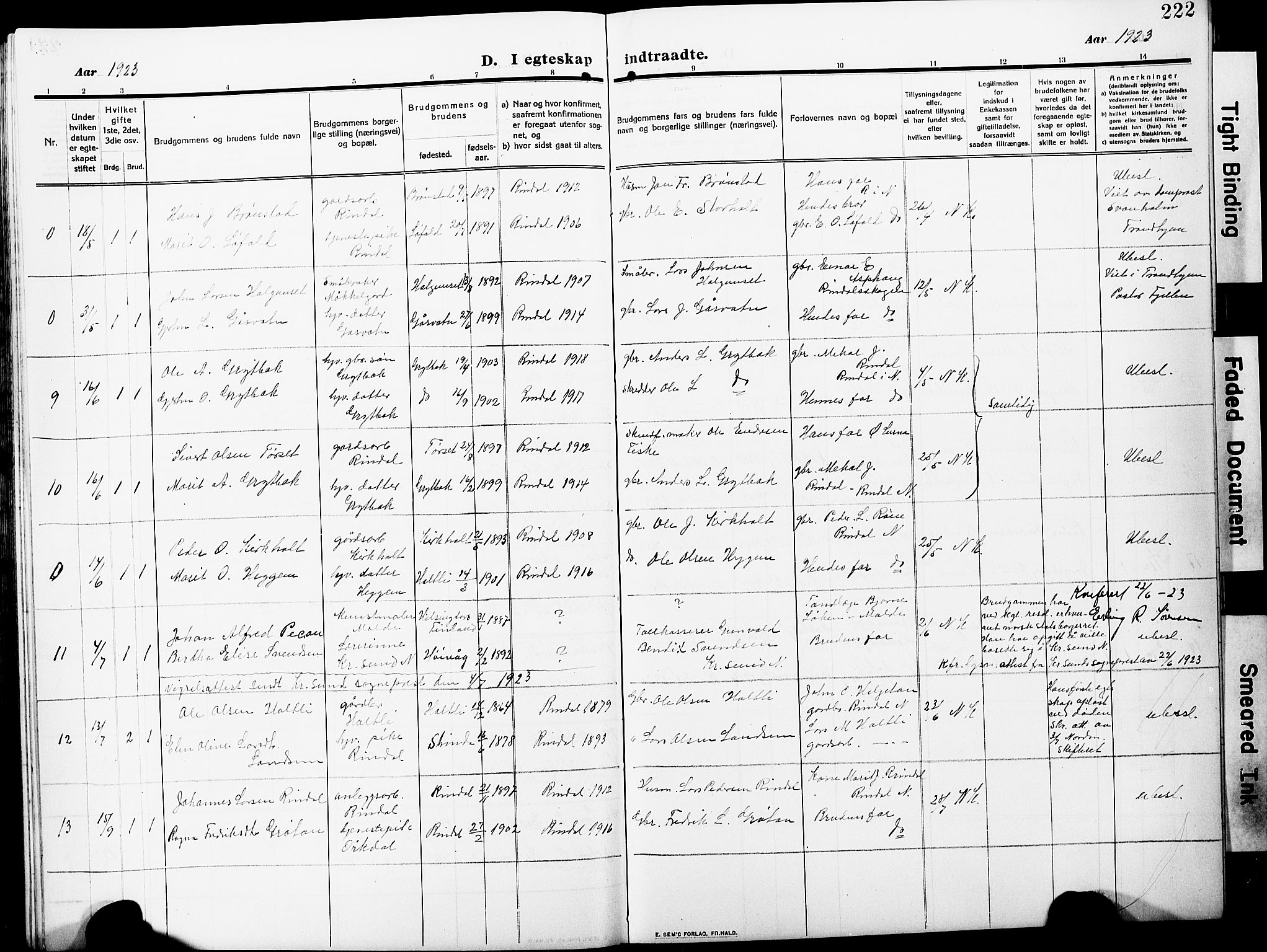 Ministerialprotokoller, klokkerbøker og fødselsregistre - Møre og Romsdal, AV/SAT-A-1454/598/L1079: Parish register (copy) no. 598C04, 1909-1927, p. 222