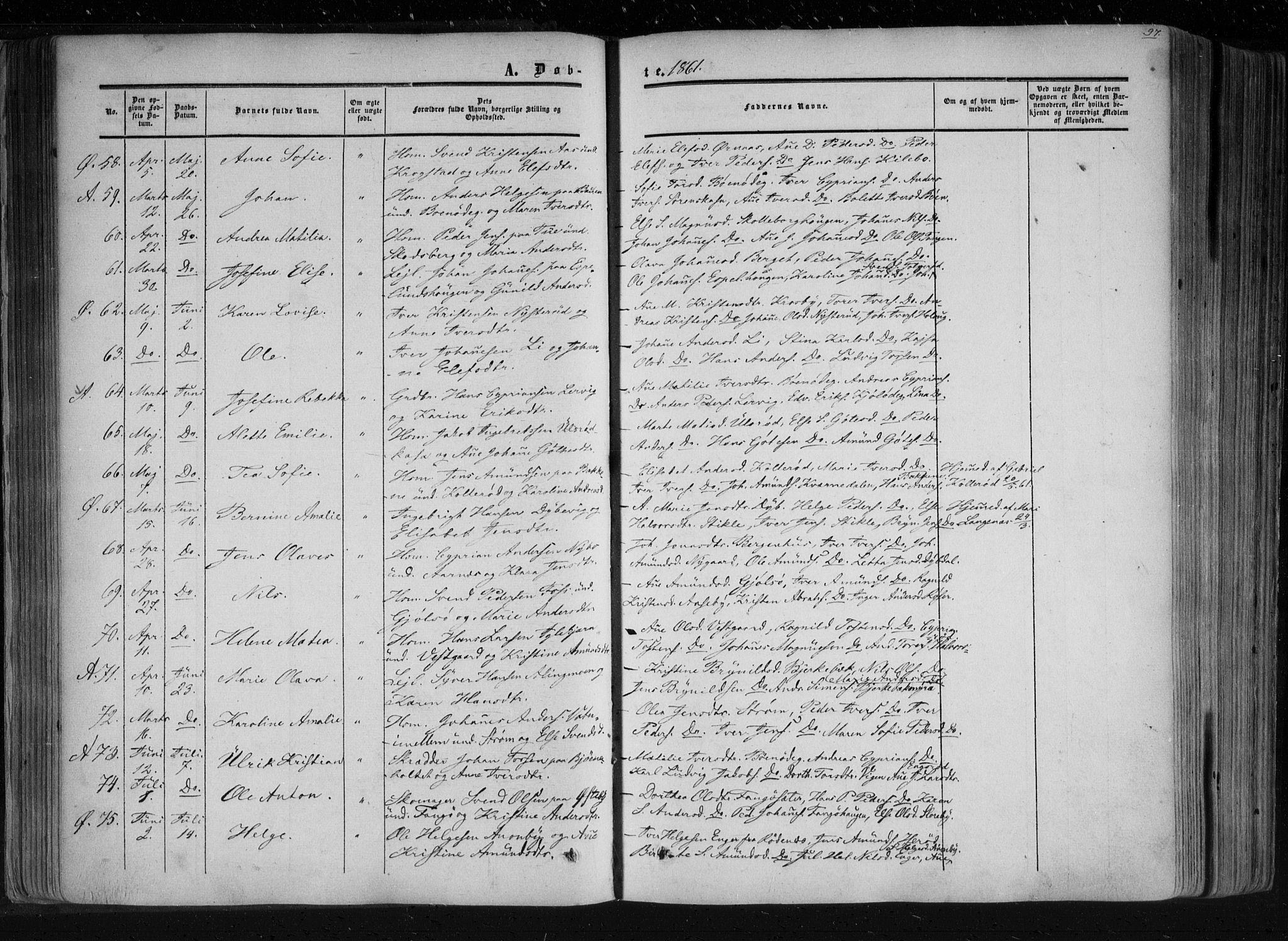 Aremark prestekontor Kirkebøker, AV/SAO-A-10899/F/Fc/L0003: Parish register (official) no. III 3, 1850-1865, p. 97