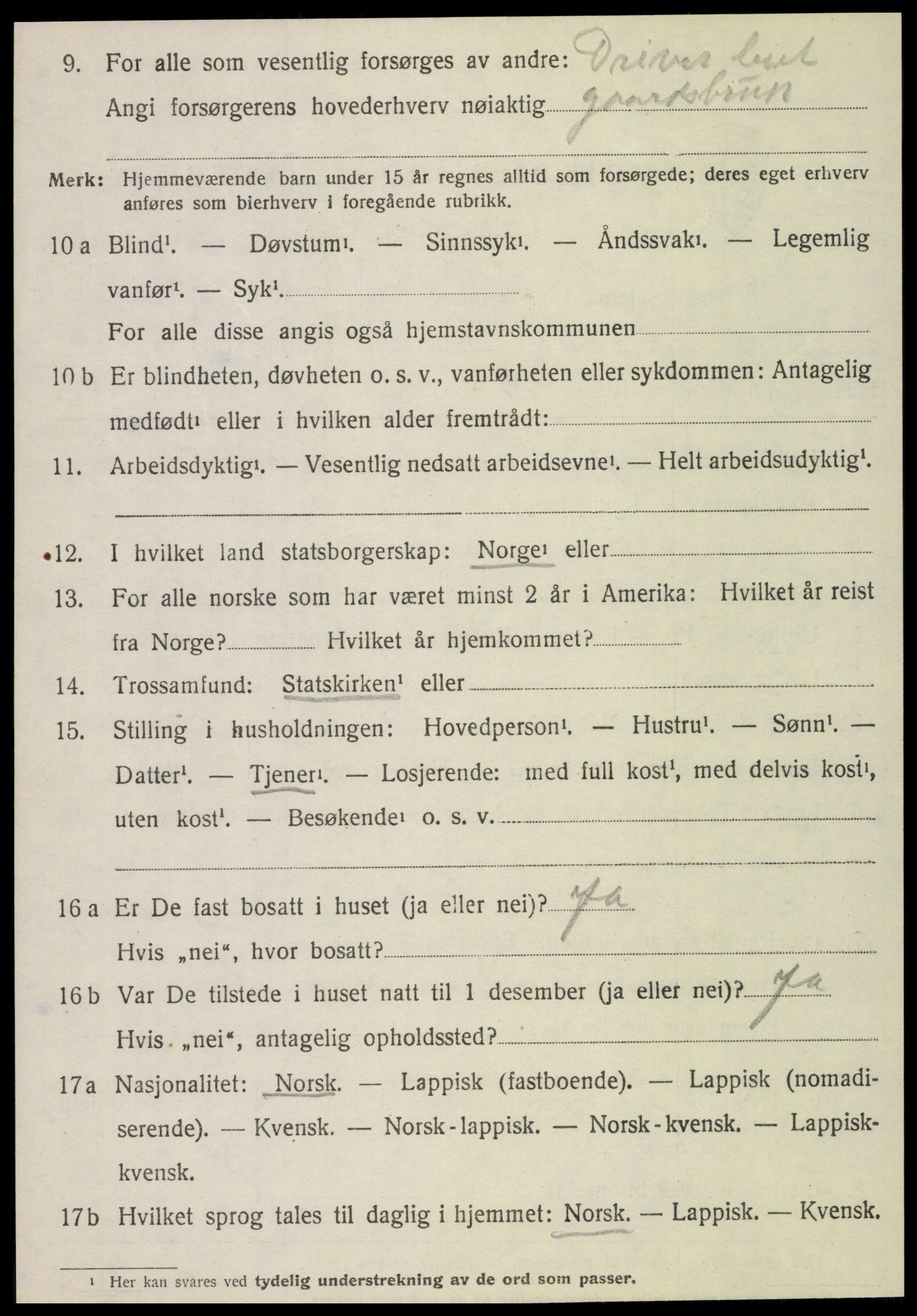 SAT, 1920 census for Vefsn, 1920, p. 10624