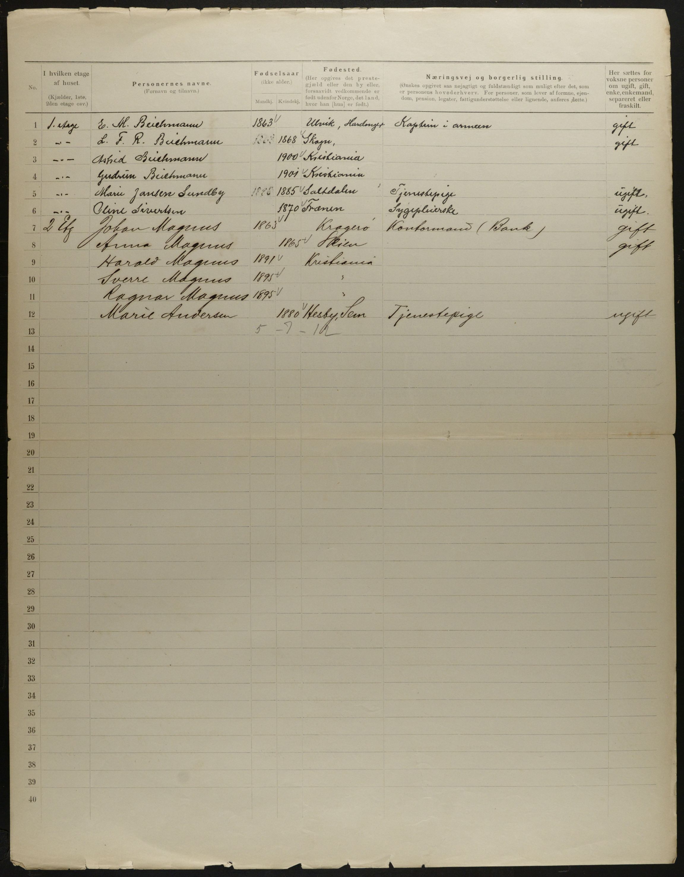 OBA, Municipal Census 1901 for Kristiania, 1901, p. 12331