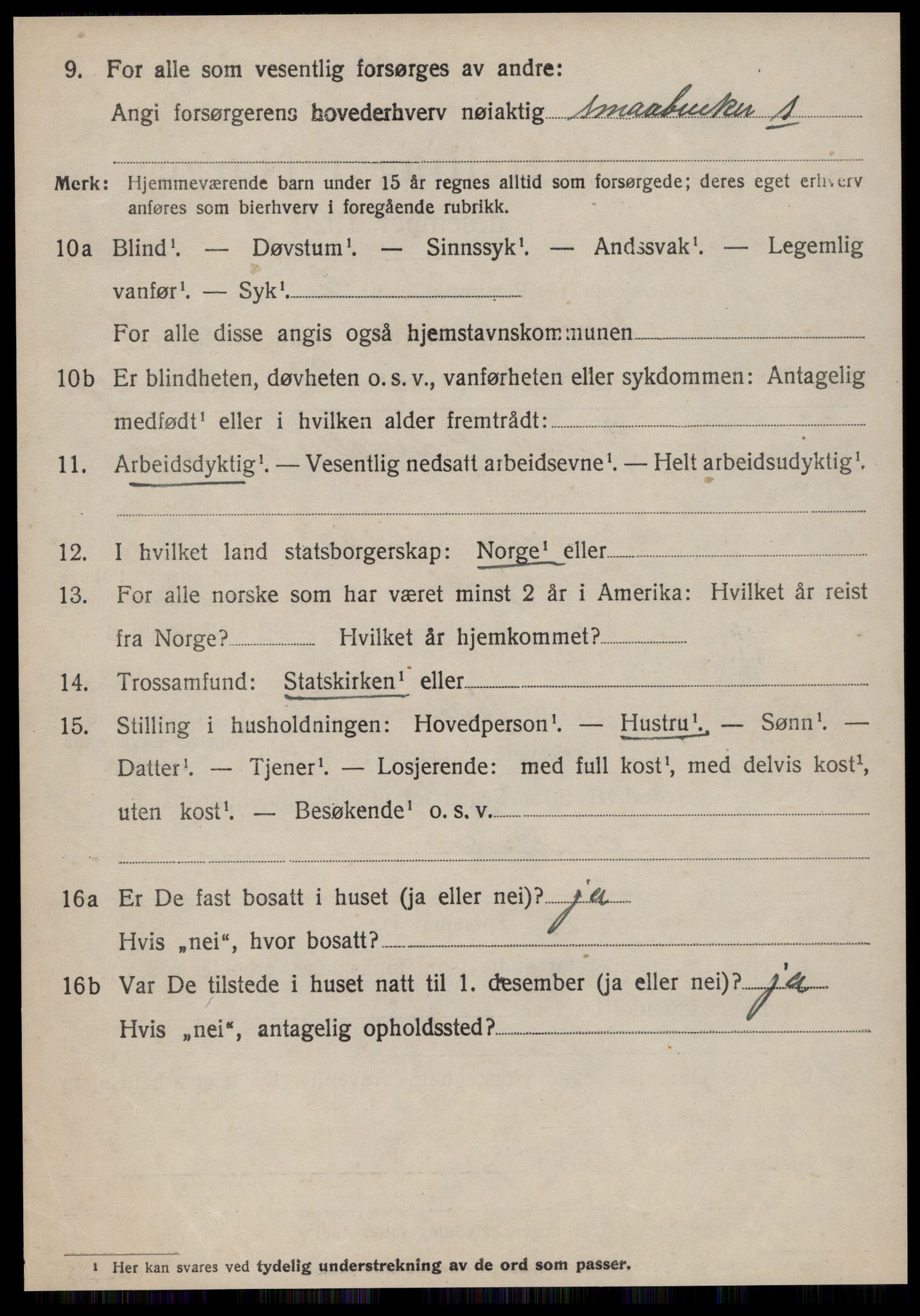 SAT, 1920 census for Volda, 1920, p. 6297