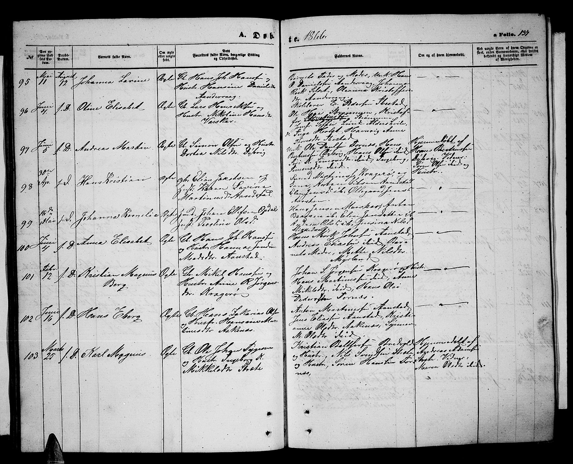 Ibestad sokneprestembete, AV/SATØ-S-0077/H/Ha/Hab/L0005klokker: Parish register (copy) no. 5, 1860-1871, p. 134