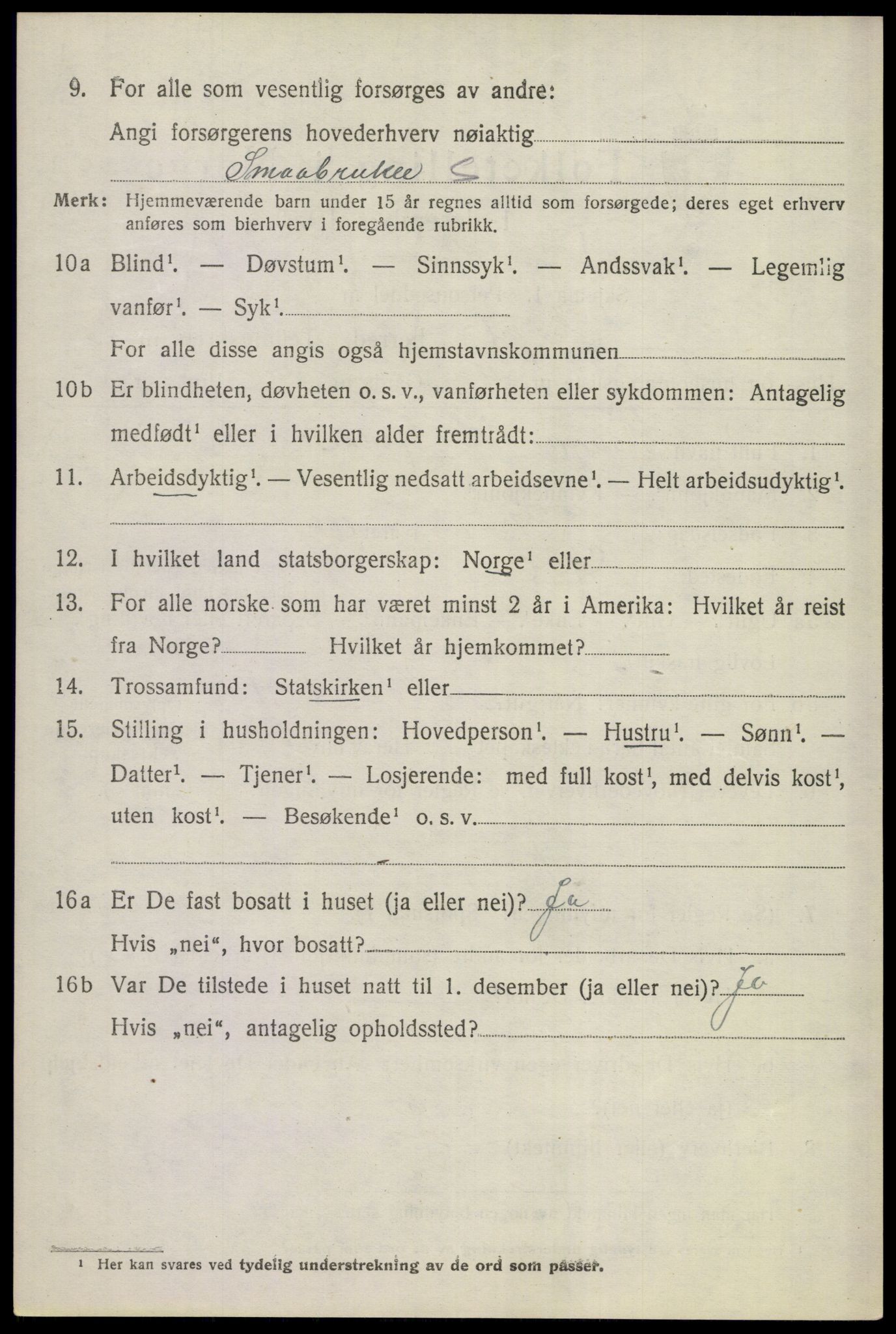 SAKO, 1920 census for Gol, 1920, p. 2225