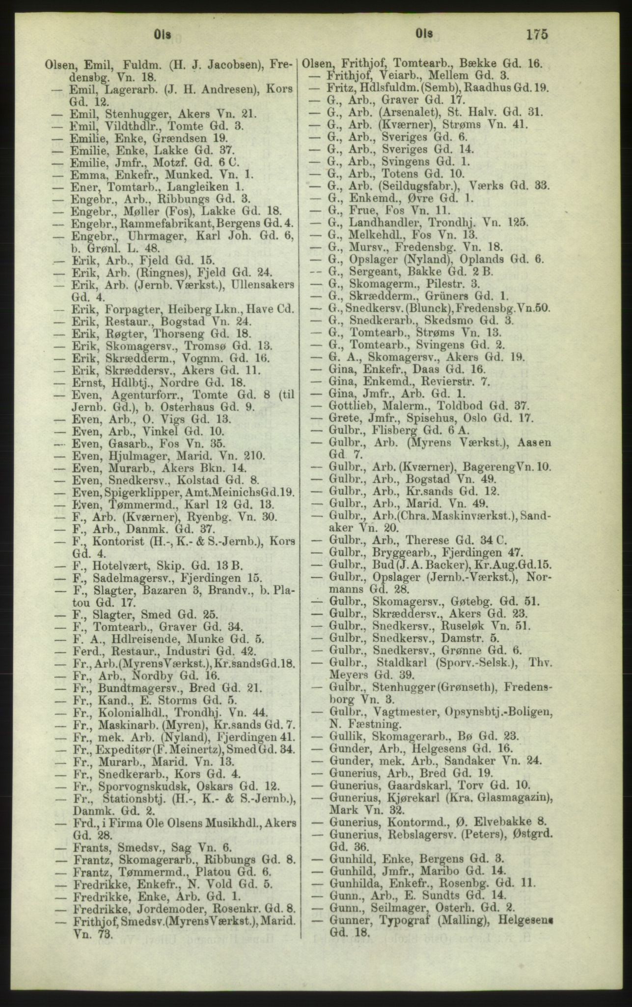 Kristiania/Oslo adressebok, PUBL/-, 1882, p. 175