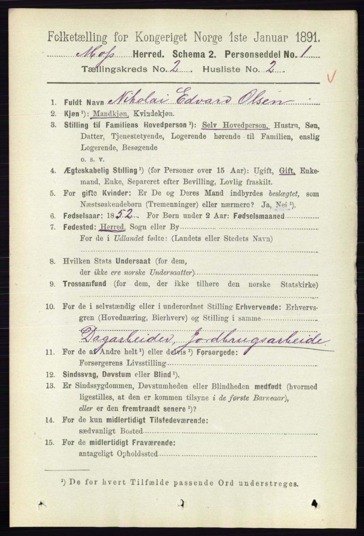 RA, 1891 Census for 0194 Moss, 1891, p. 855