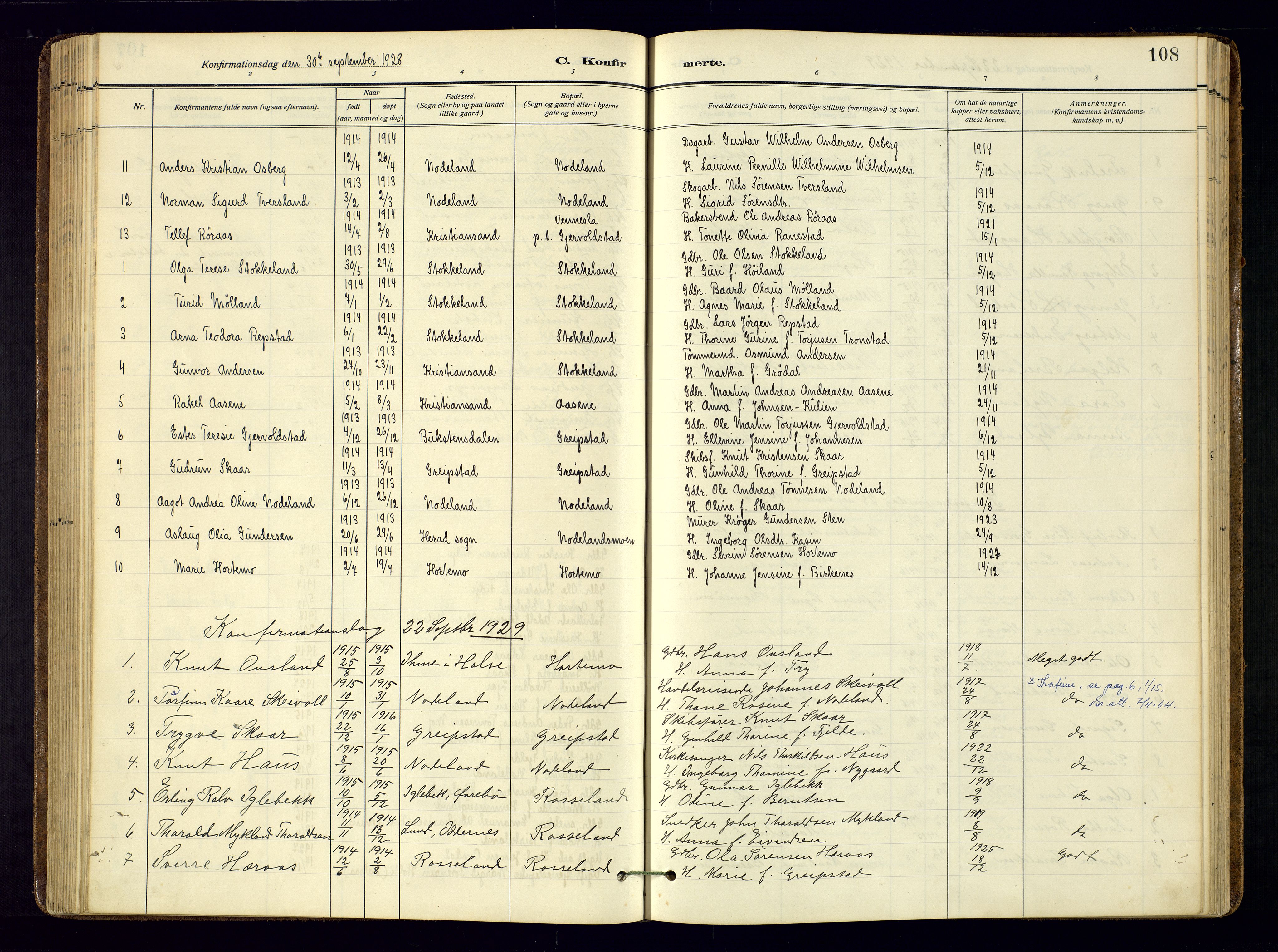 Søgne sokneprestkontor, AV/SAK-1111-0037/F/Fa/Faa/L0004: Parish register (official) no. A-4, 1911-1945, p. 108