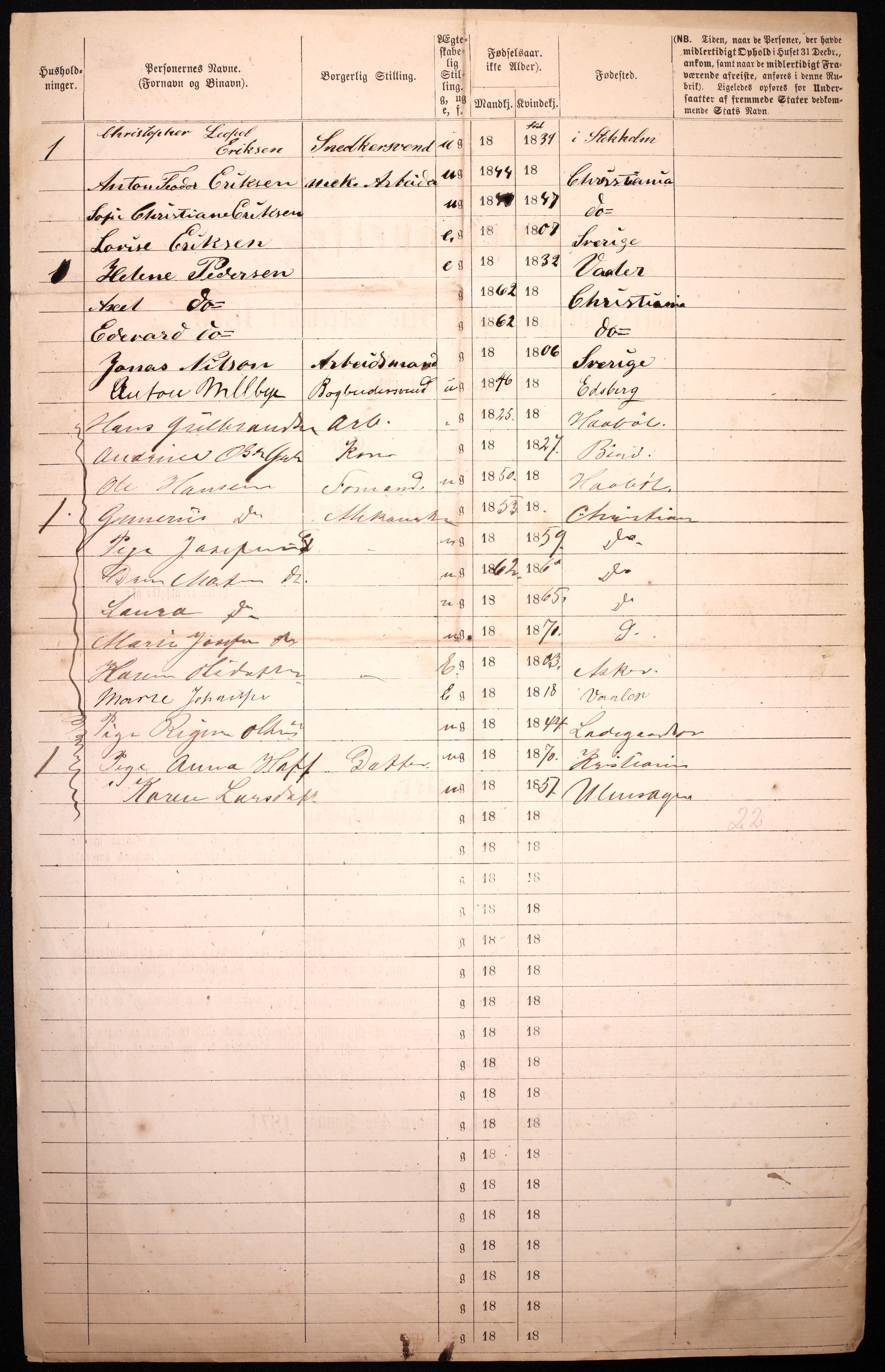 RA, 1870 census for 0301 Kristiania, 1870, p. 2925