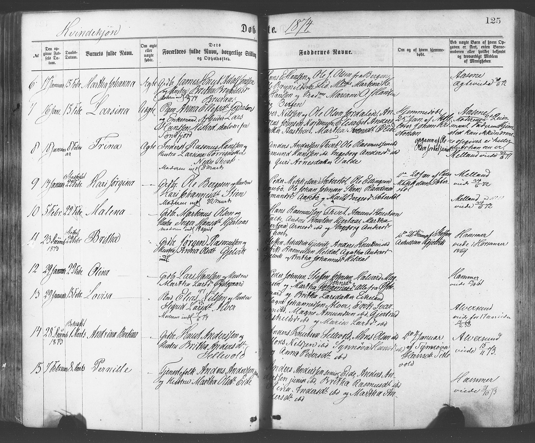 Hamre sokneprestembete, AV/SAB-A-75501/H/Ha/Haa/Haaa/L0015: Parish register (official) no. A 15, 1870-1881, p. 125