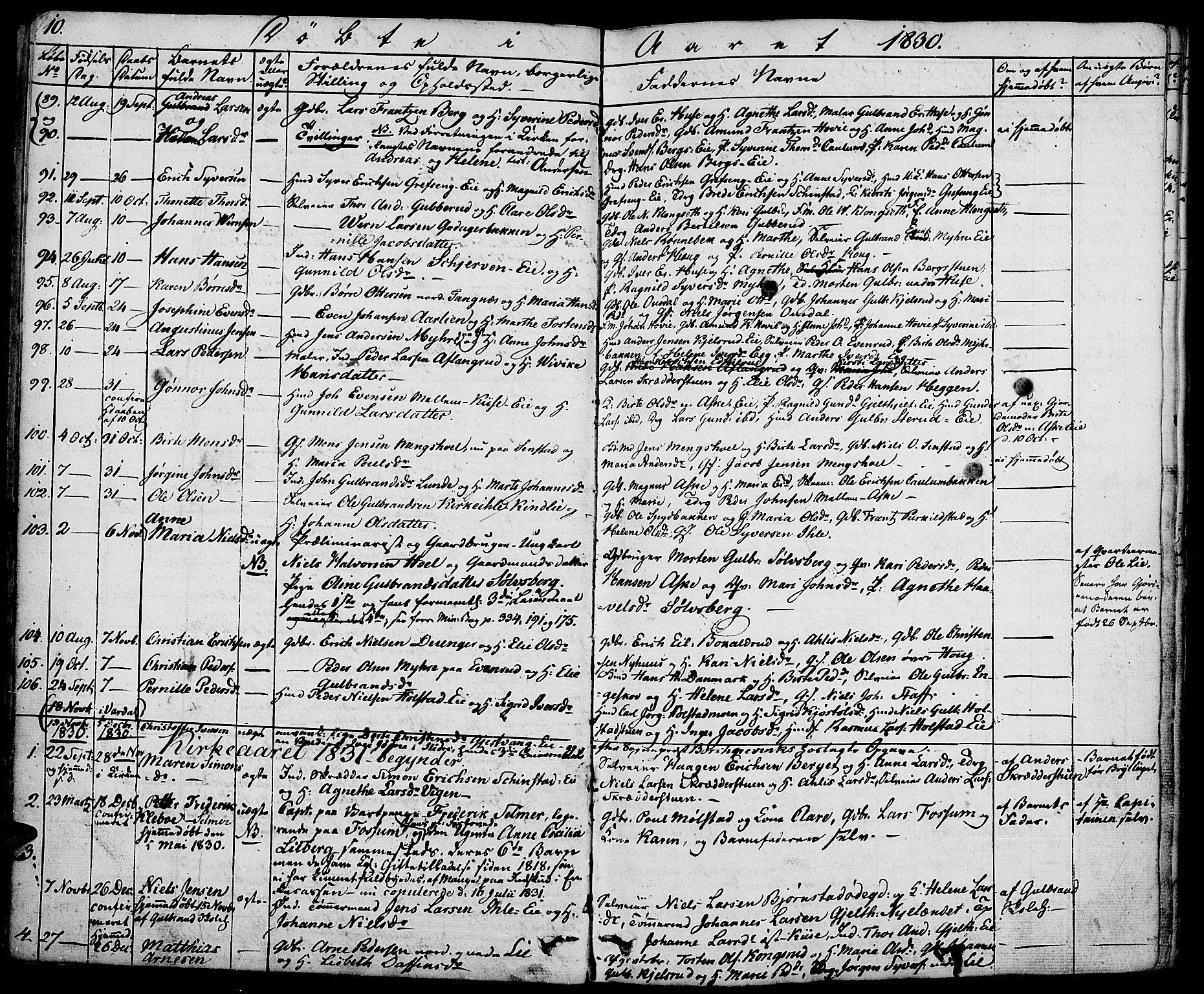 Nes prestekontor, Hedmark, SAH/PREST-020/K/Ka/L0003: Parish register (official) no. 3, 1827-1851, p. 10