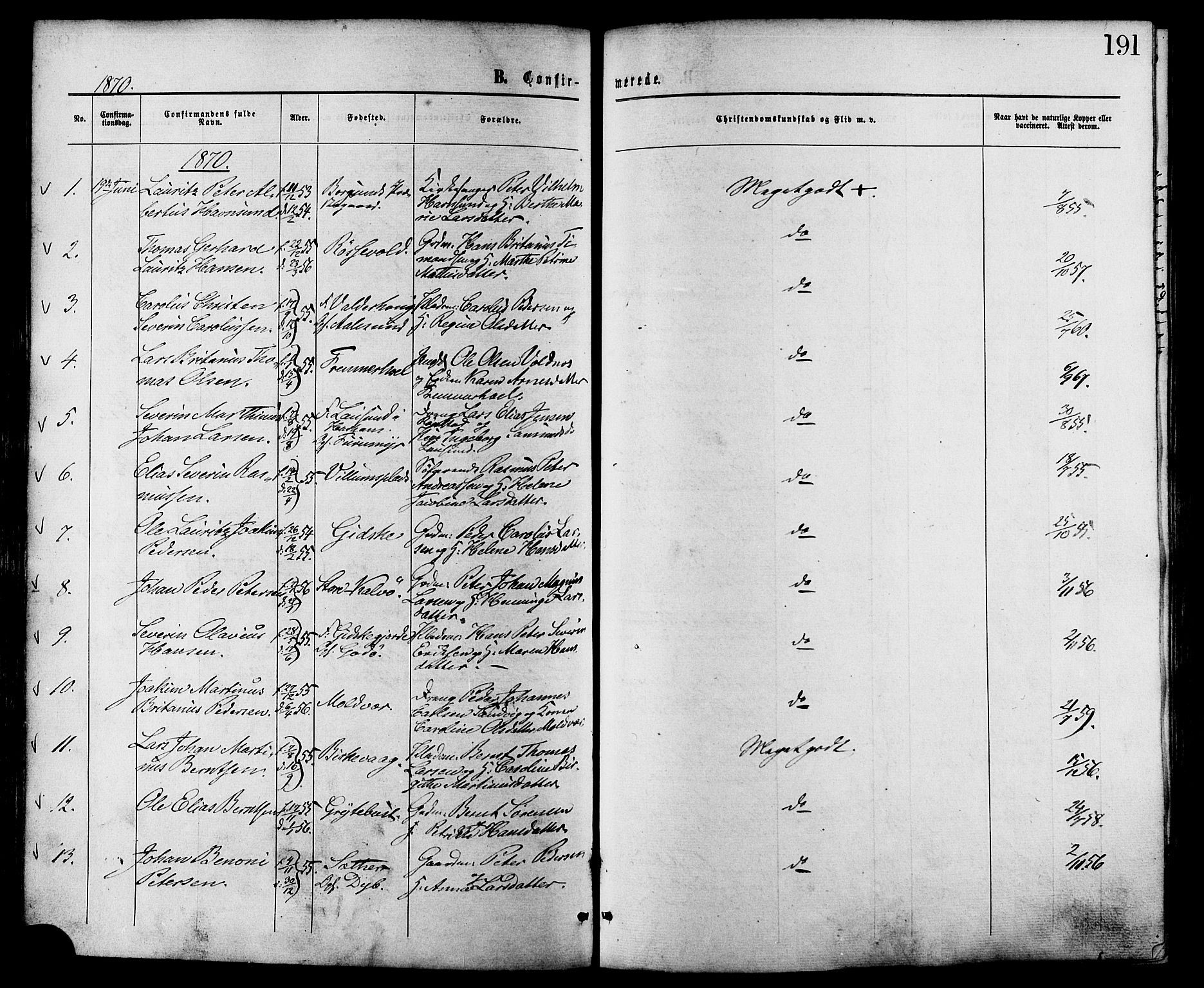 Ministerialprotokoller, klokkerbøker og fødselsregistre - Møre og Romsdal, AV/SAT-A-1454/528/L0399: Parish register (official) no. 528A10, 1864-1879, p. 191