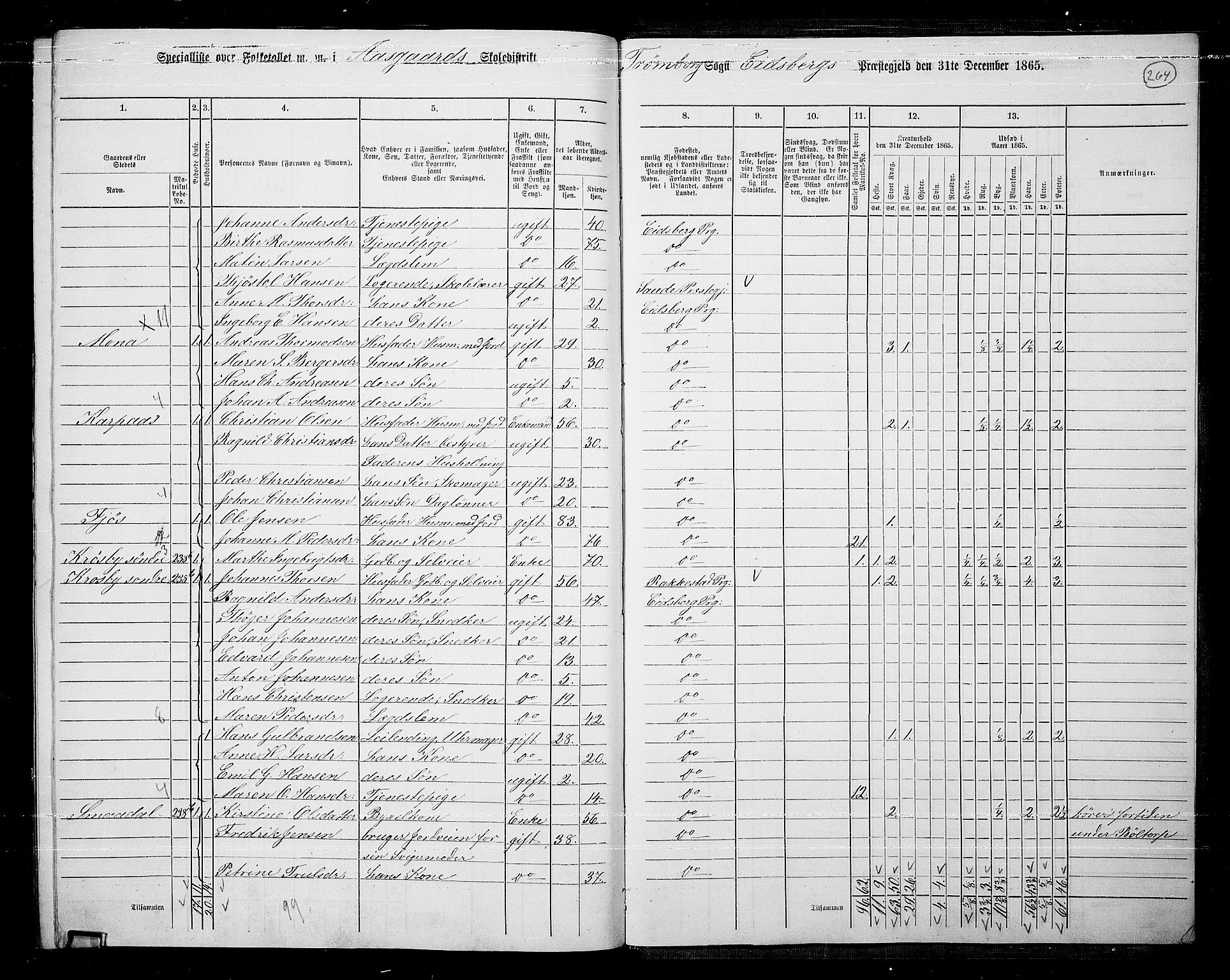 RA, 1865 census for Eidsberg, 1865, p. 240