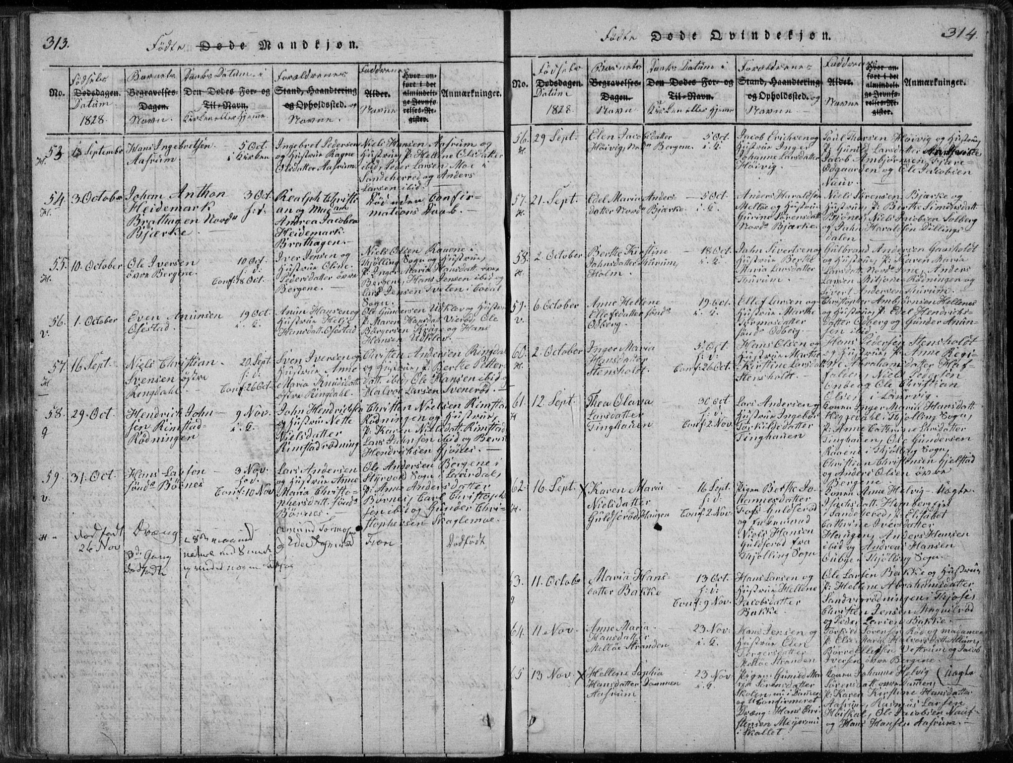 Hedrum kirkebøker, AV/SAKO-A-344/F/Fa/L0004: Parish register (official) no. I 4, 1817-1835, p. 313-314