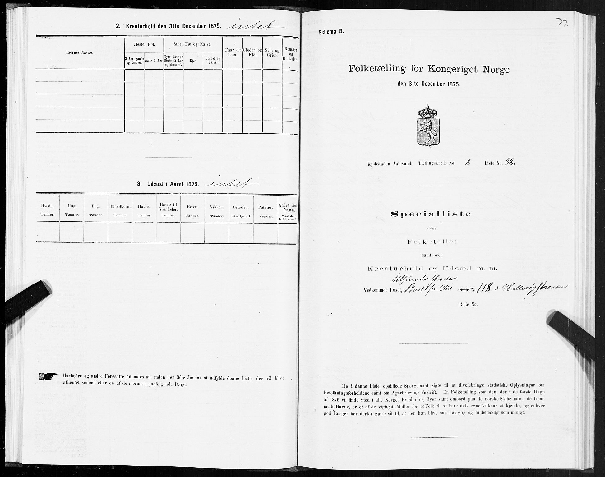 SAT, 1875 census for 1501P Ålesund, 1875, p. 2077