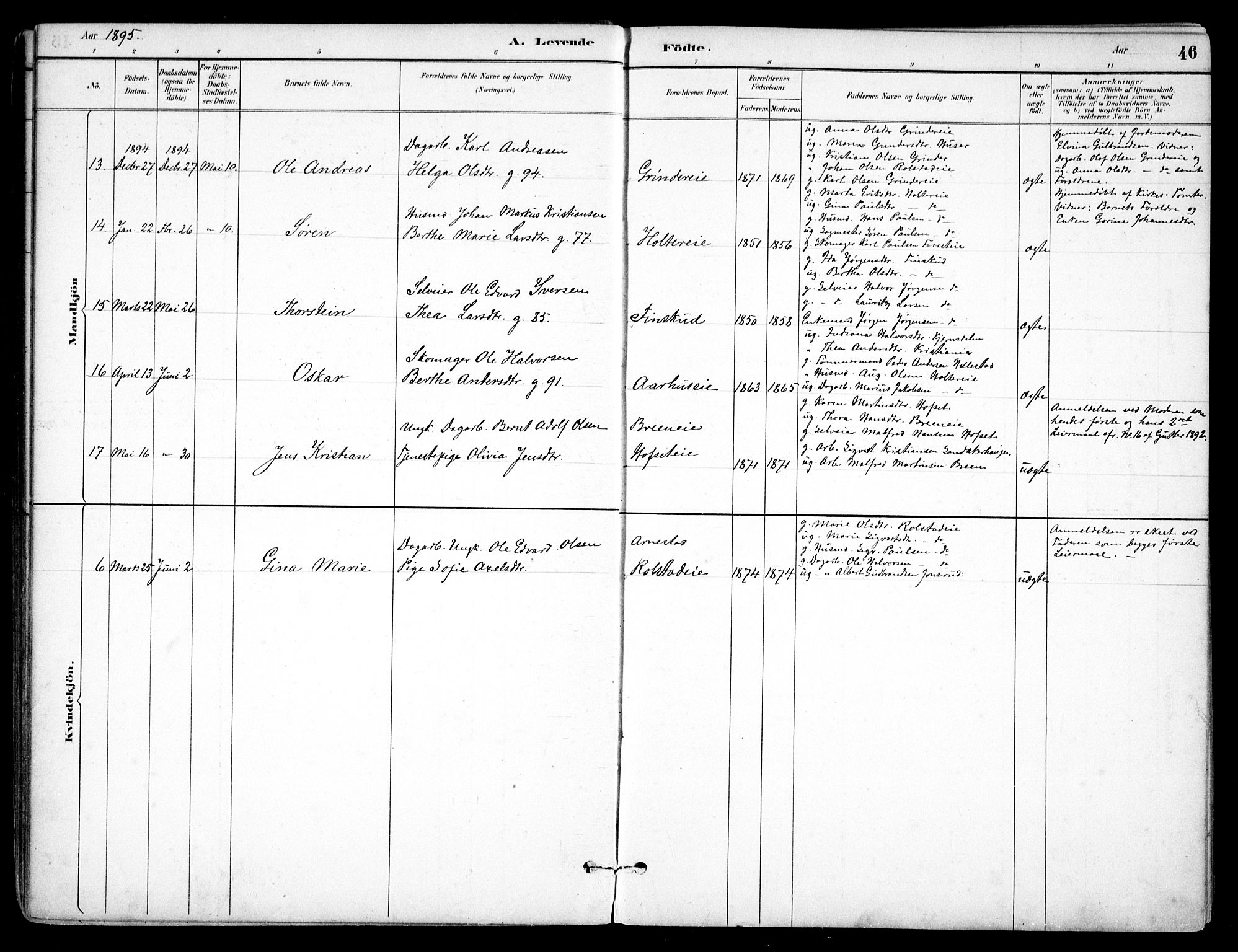 Nes prestekontor Kirkebøker, AV/SAO-A-10410/F/Fb/L0002: Parish register (official) no. II 2, 1883-1918, p. 46