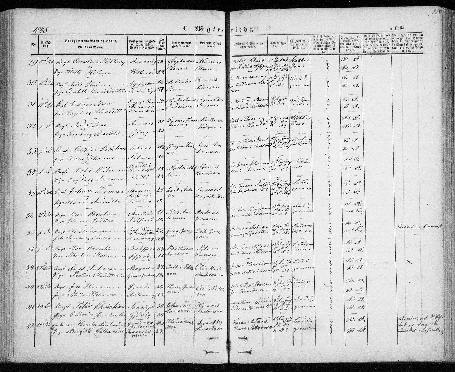 Lenvik sokneprestembete, SATØ/S-1310/H/Ha/Haa/L0006kirke: Parish register (official) no. 6, 1845-1854, p. 228