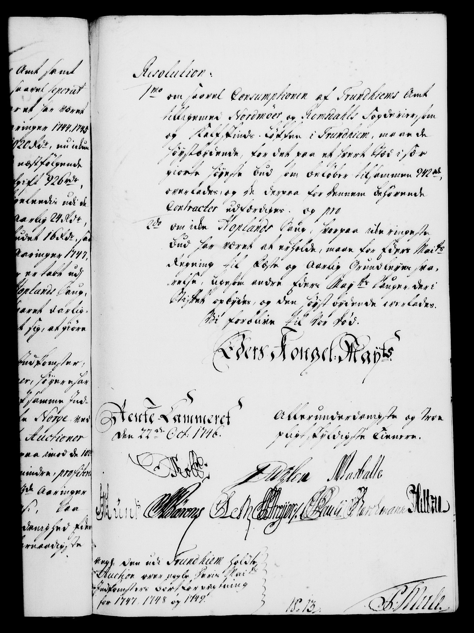 Rentekammeret, Kammerkanselliet, RA/EA-3111/G/Gf/Gfa/L0029: Norsk relasjons- og resolusjonsprotokoll (merket RK 52.29), 1746-1747, p. 139